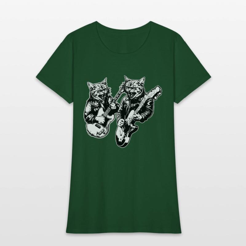 Two Cat Plays Guitar Instruments Rock Cute