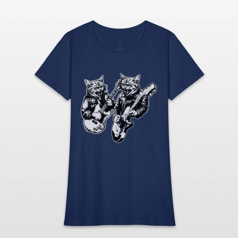 Two Cat Plays Guitar Instruments Rock Cute