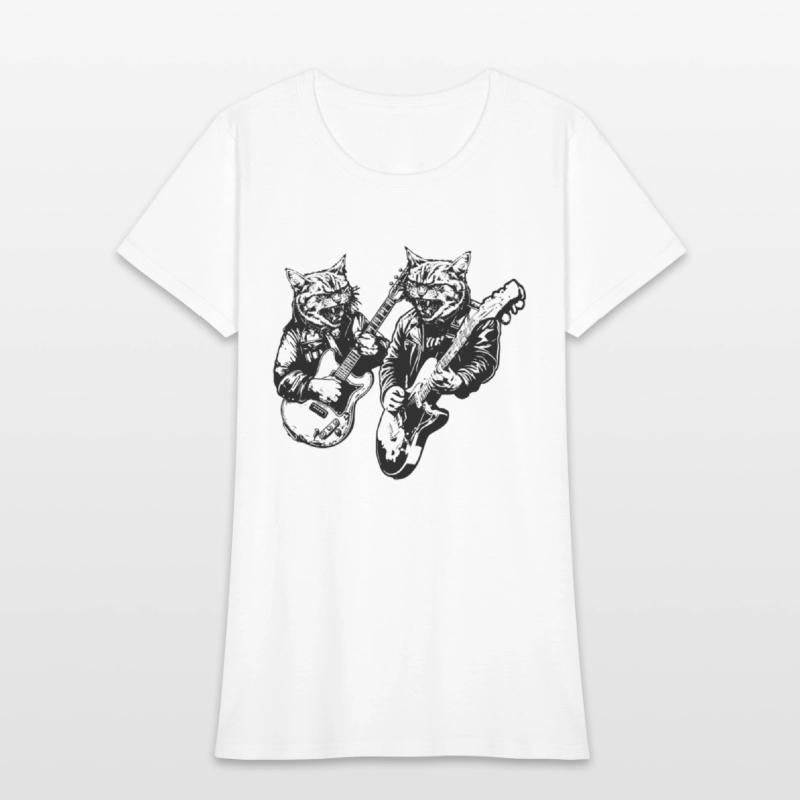 Two Cat Plays Guitar Instruments Rock Cute