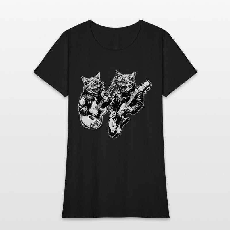 Two Cat Plays Guitar Instruments Rock Cute