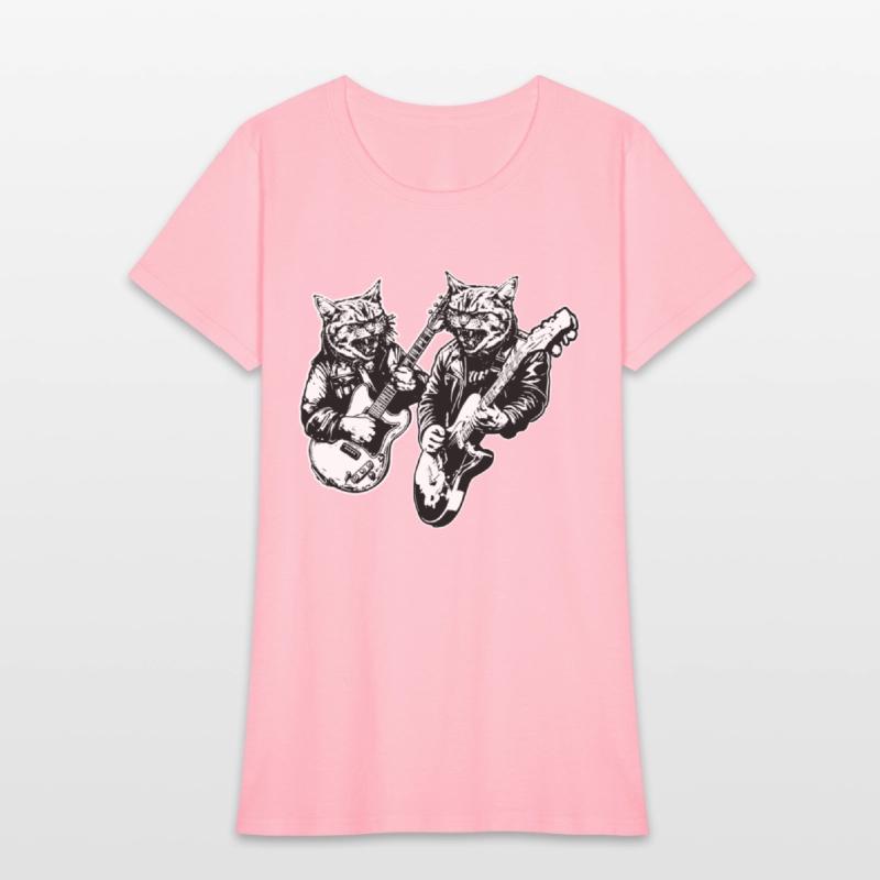 Two Cat Plays Guitar Instruments Rock Cute