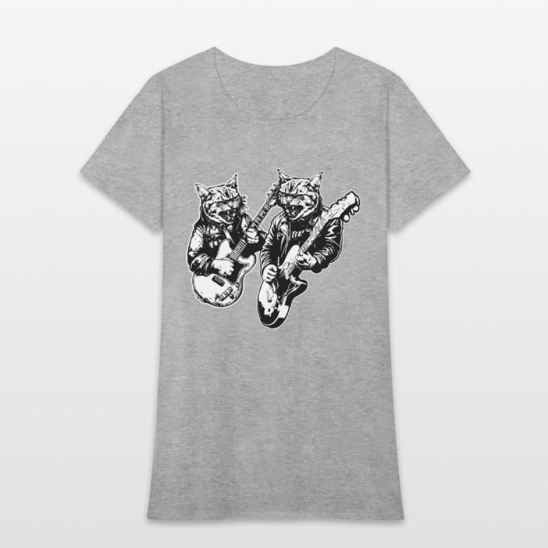 Two Cat Plays Guitar Instruments Rock Cute