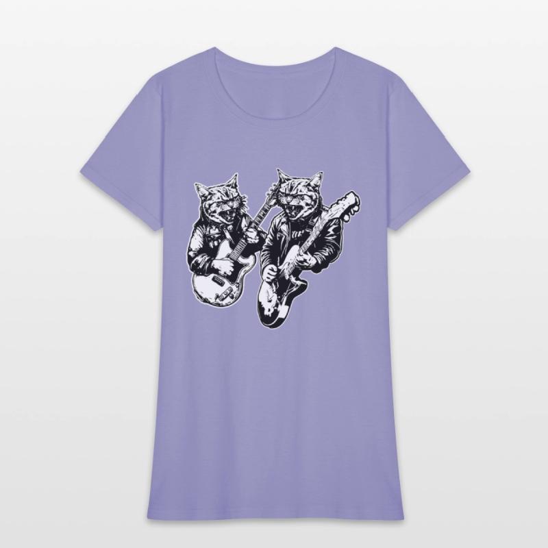 Two Cat Plays Guitar Instruments Rock Cute