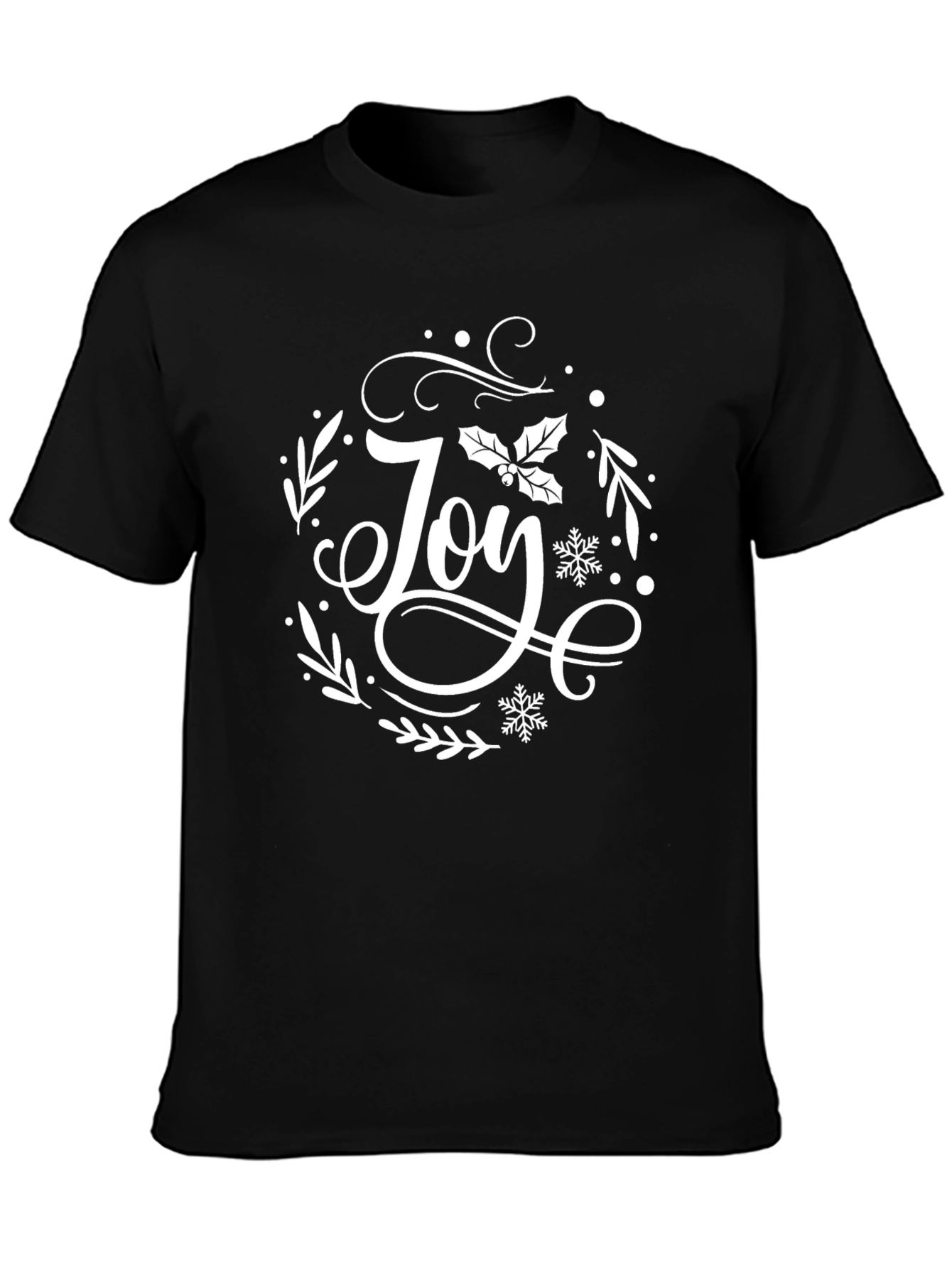 Festive Joy Graphic Tee - Black Holiday Shirt
