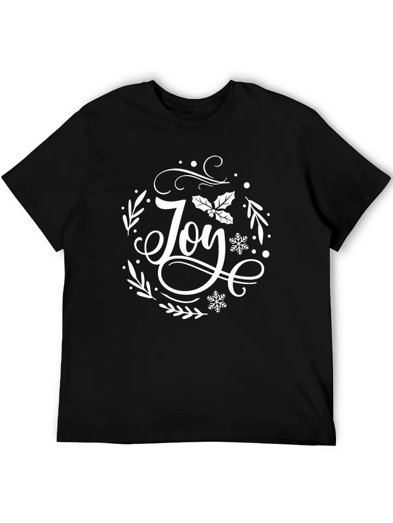 Festive Joy Graphic Tee - Black Holiday Shirt