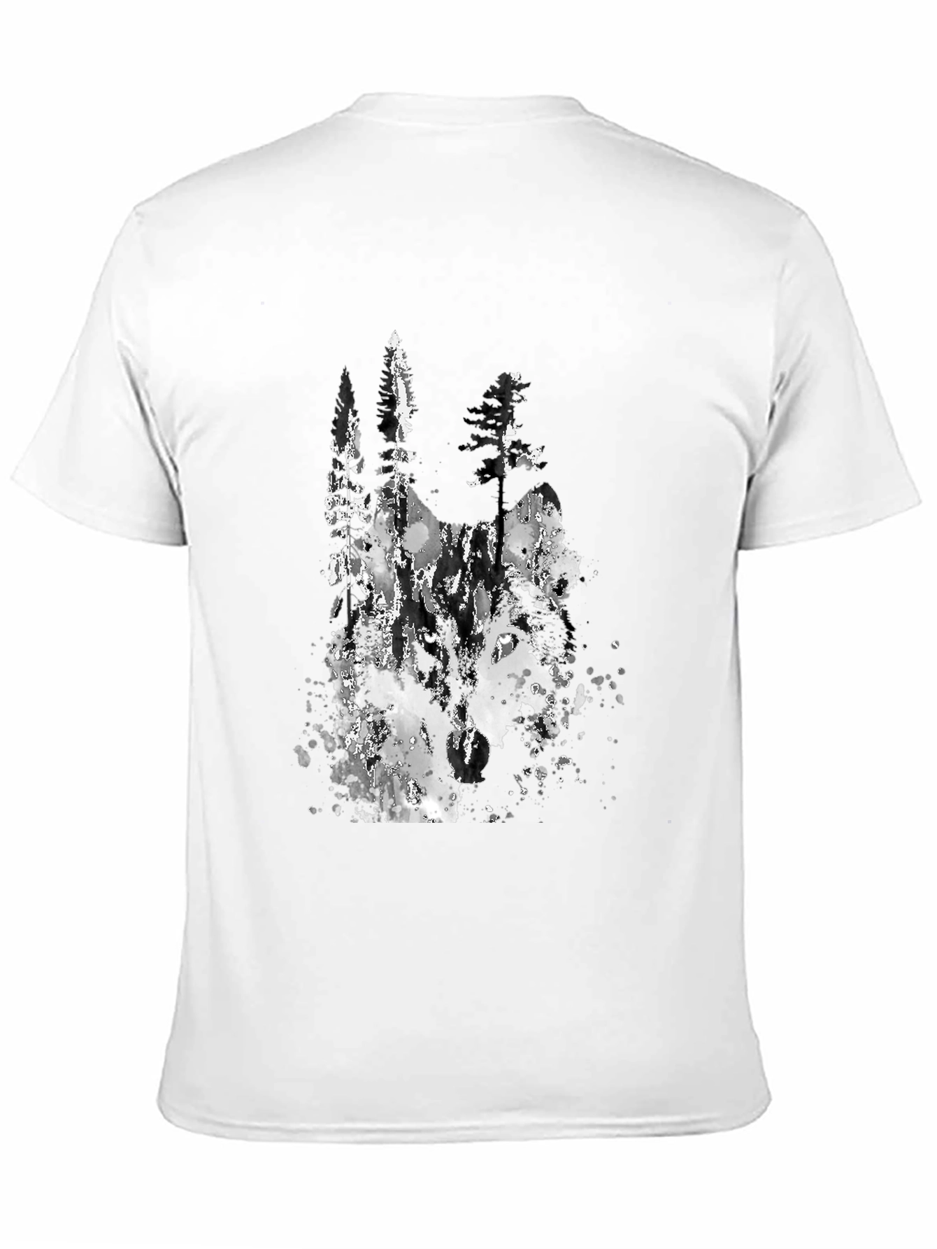 Abstract Forest Print Black T-Shirt