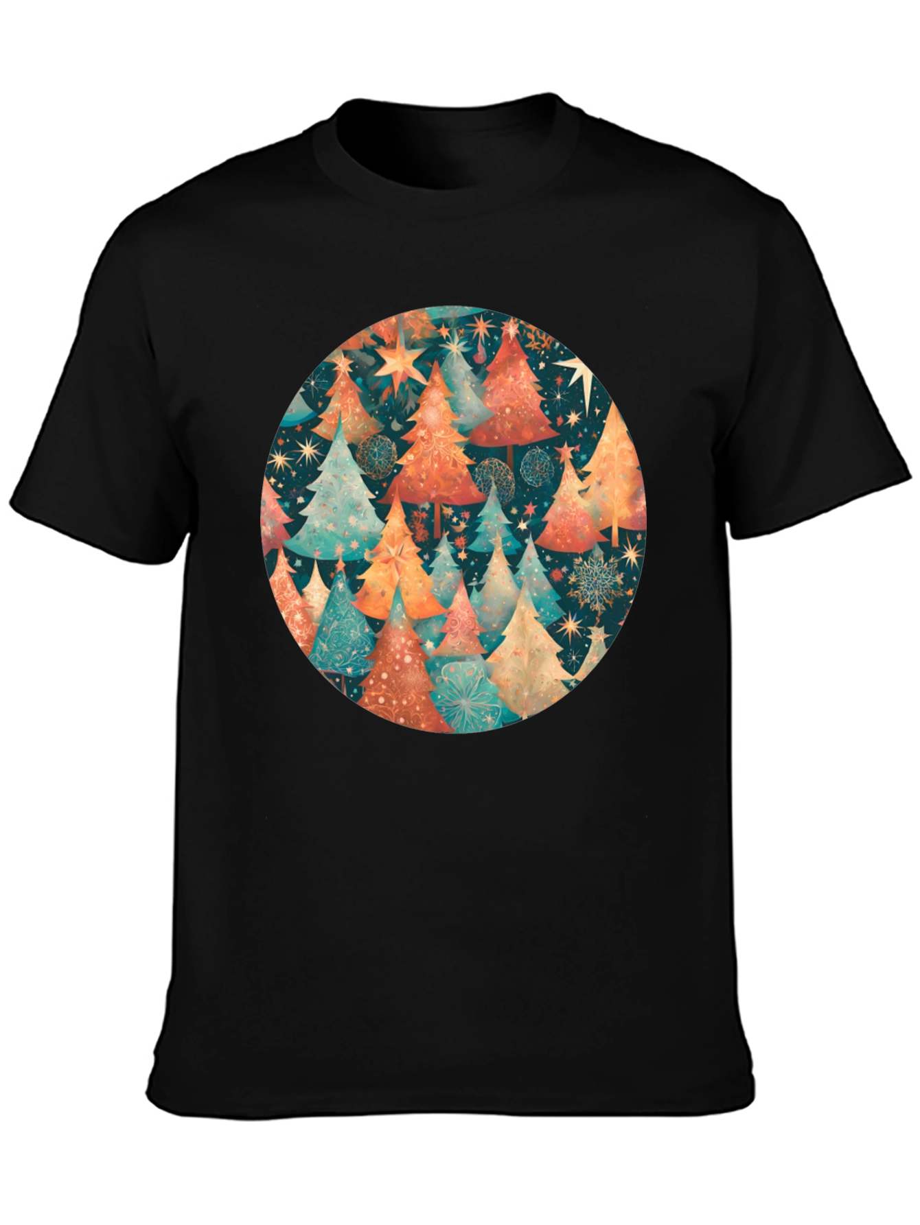Festive Christmas Tree Circle Graphic Tee