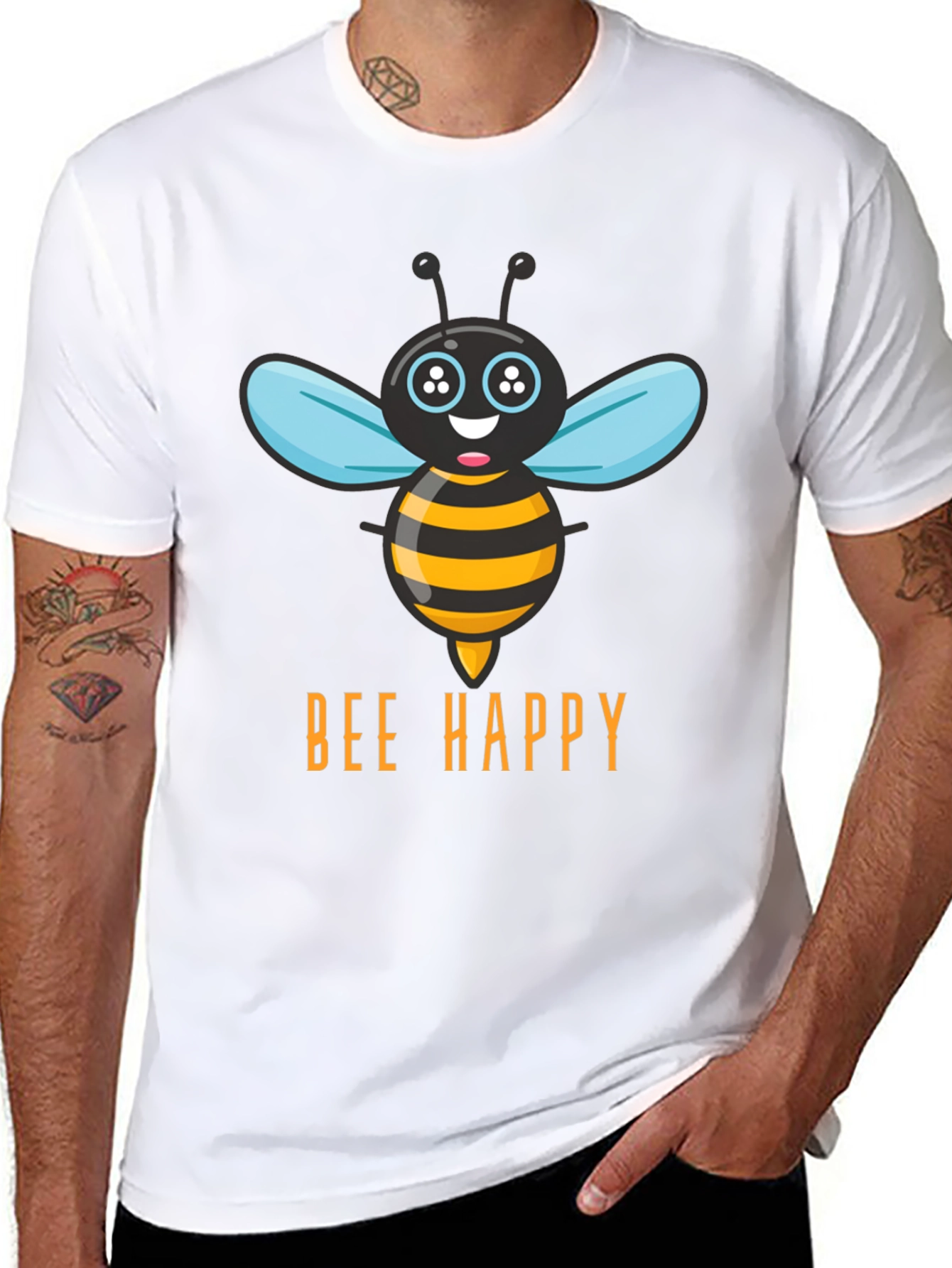 Bee Happy T-Shirt - Mens Graphic Tee