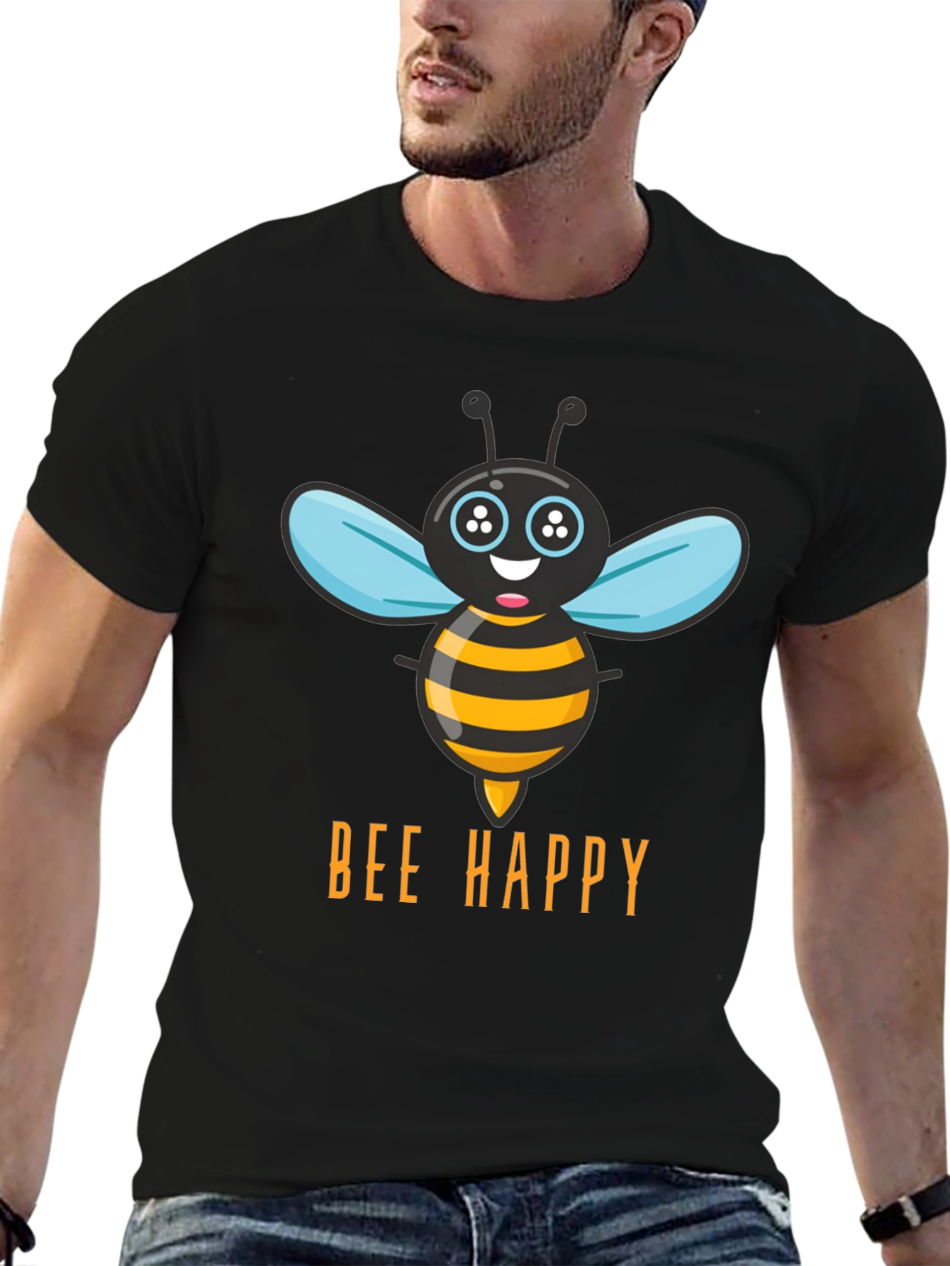 Bee Happy T-Shirt - Mens Graphic Tee