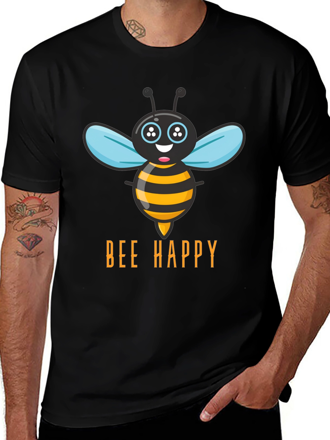 Bee Happy T-Shirt - Mens Graphic Tee