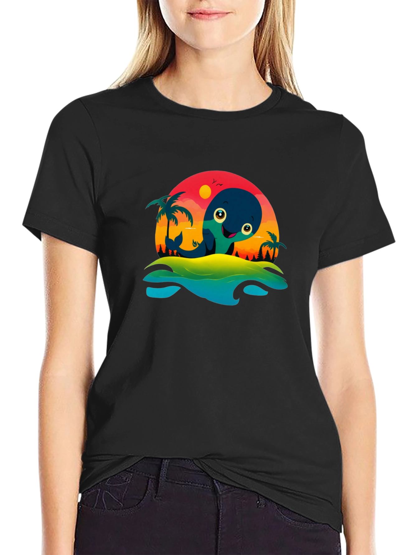 Whimsical Whale Graphic T-Shirt