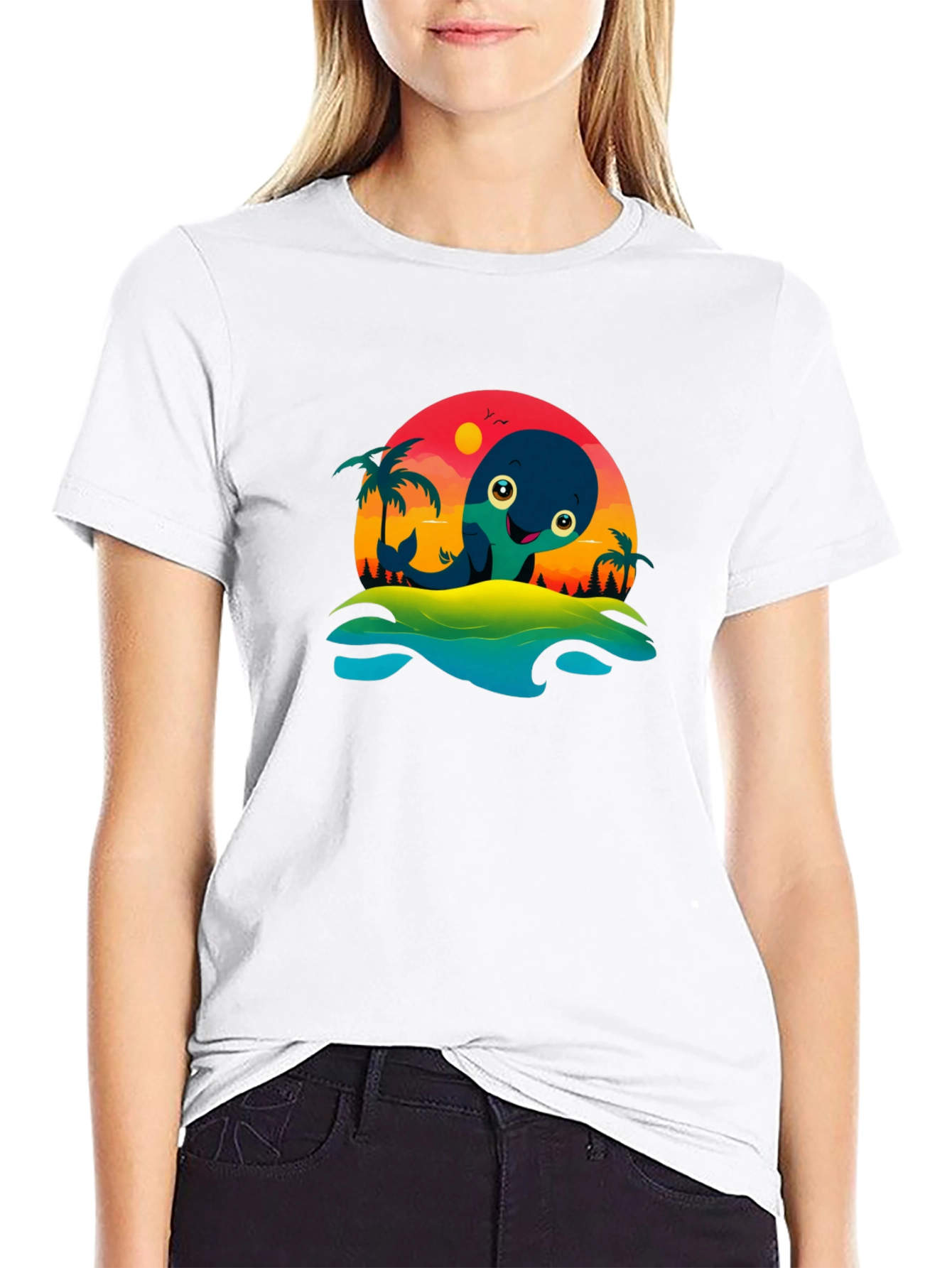 Whimsical Whale Graphic T-Shirt