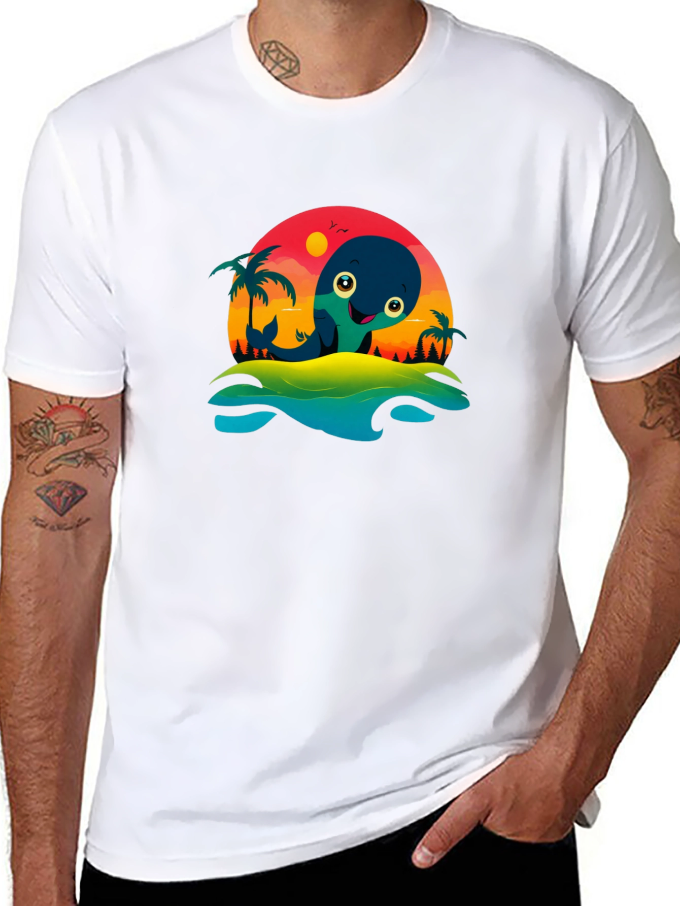 Whimsical Whale Graphic T-Shirt