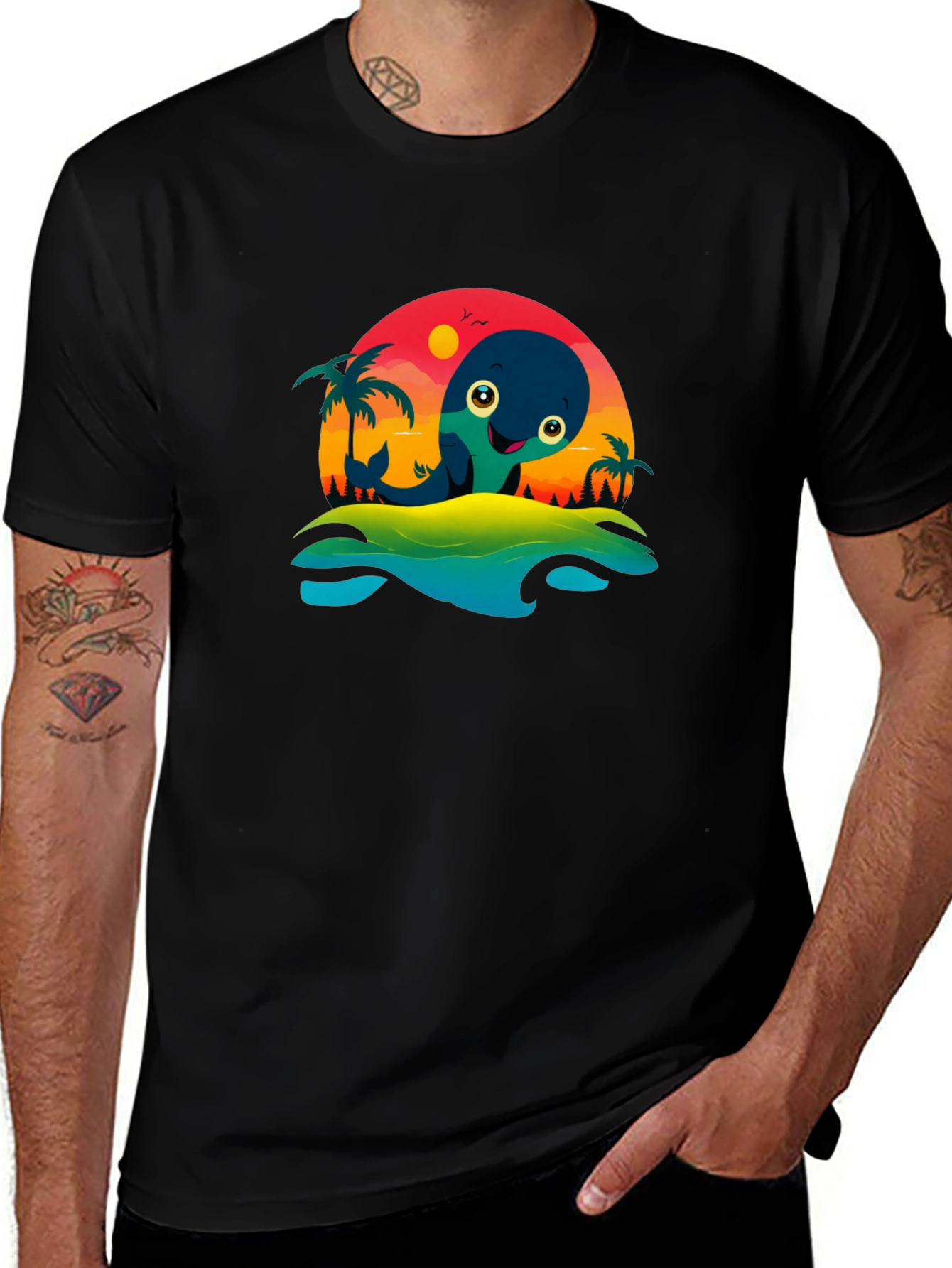 Whimsical Whale Graphic T-Shirt