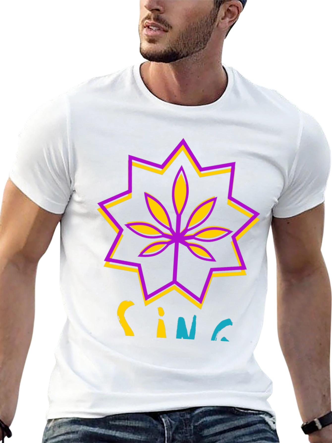 Stylish Black T-Shirt with Cannabis-Inspired Graphic Print
