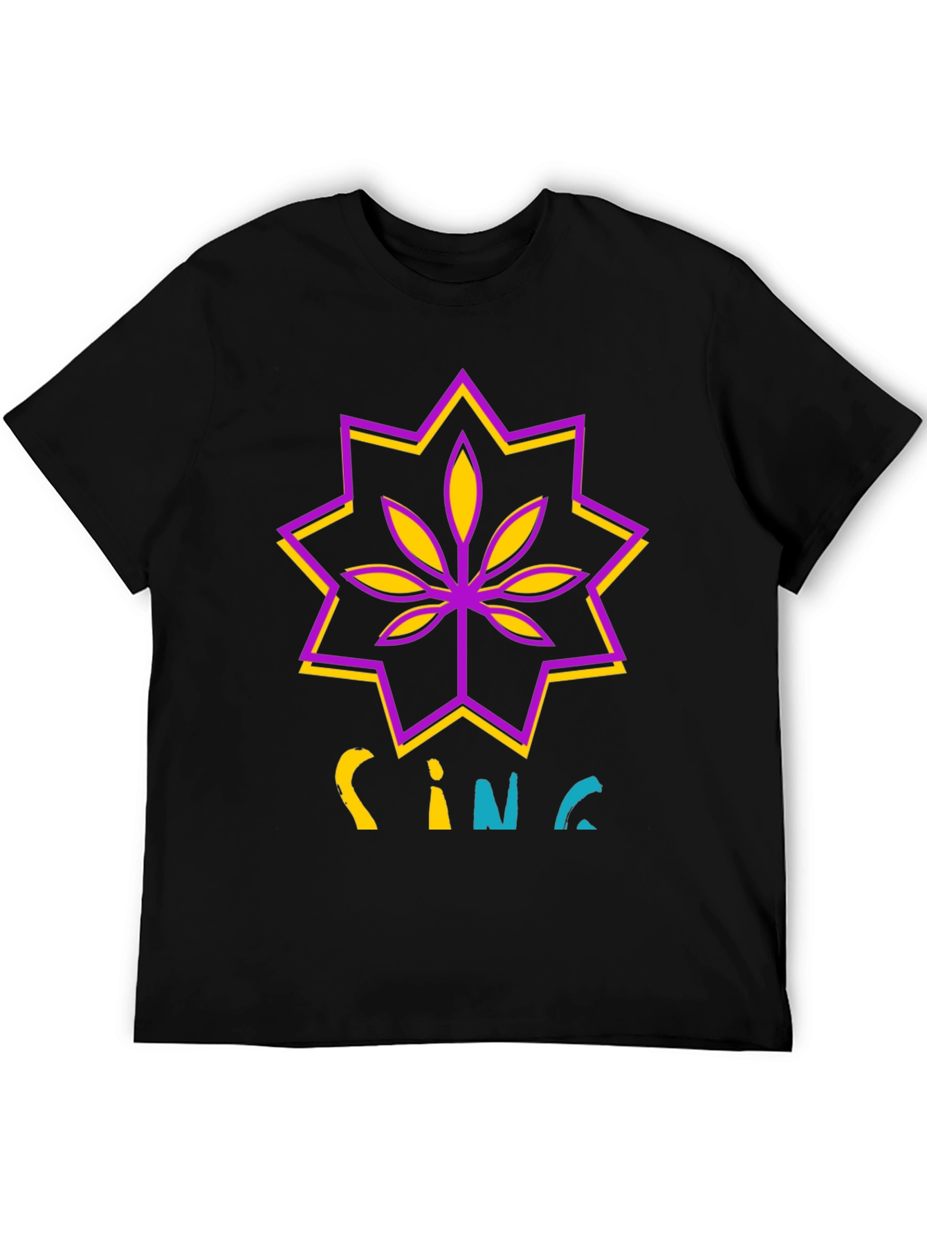Stylish Black T-Shirt with Cannabis-Inspired Graphic Print