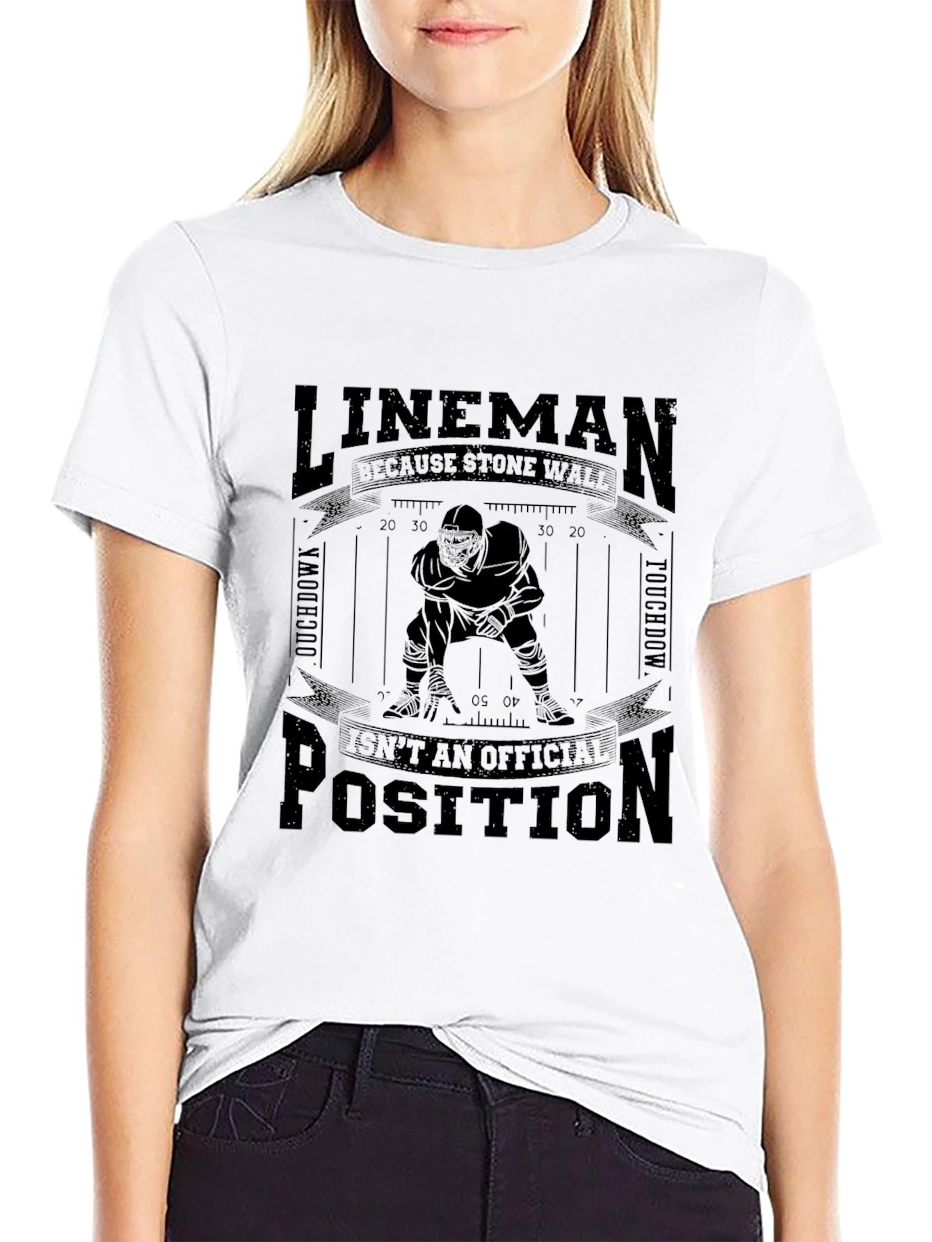 Lineman Stone Wall Football T-Shirt