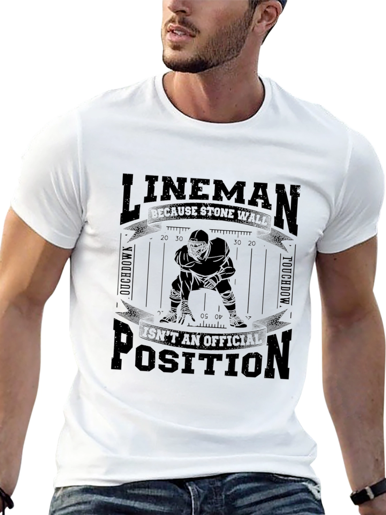 Lineman Stone Wall Football T-Shirt