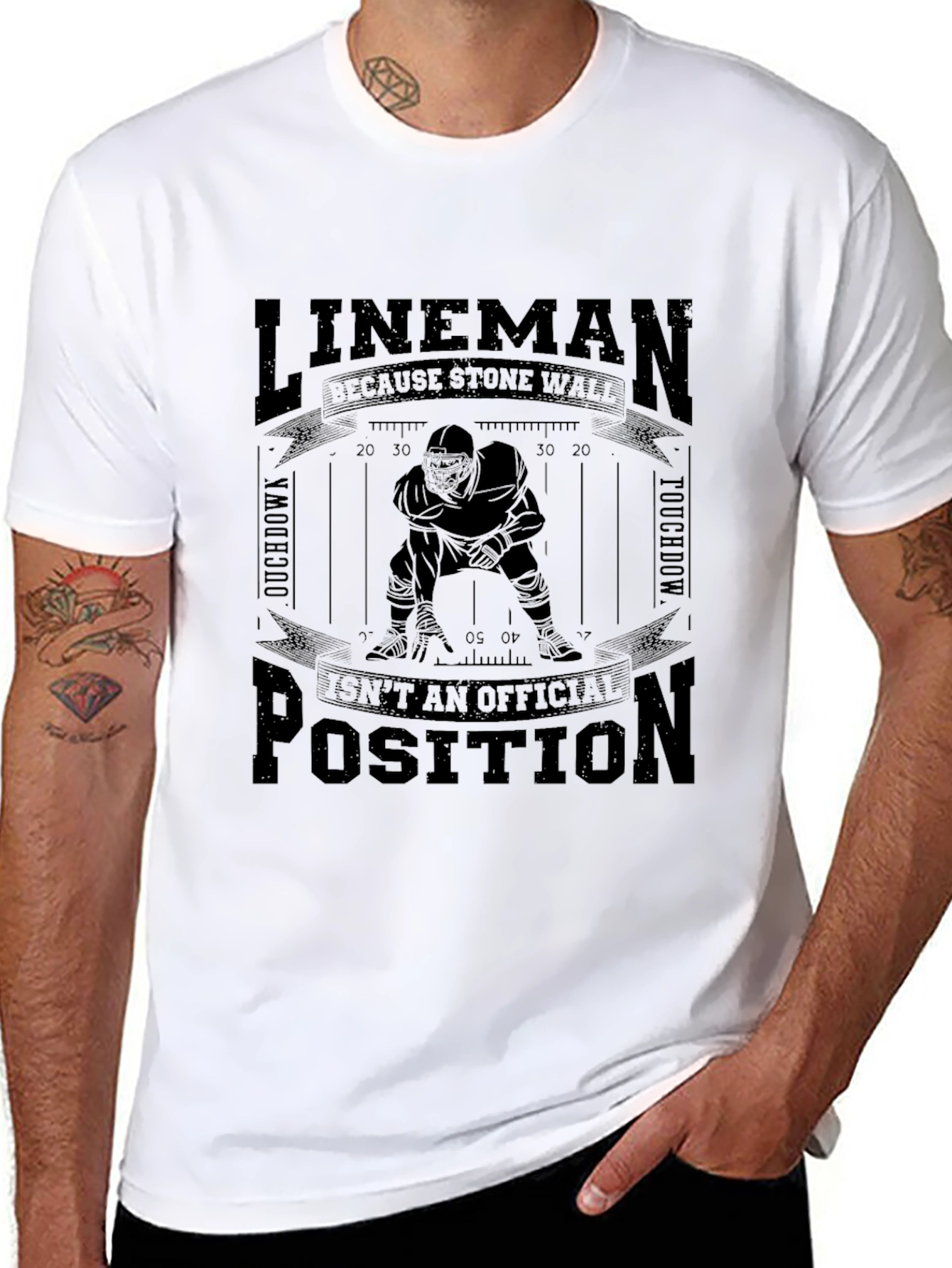 Lineman Stone Wall Football T-Shirt