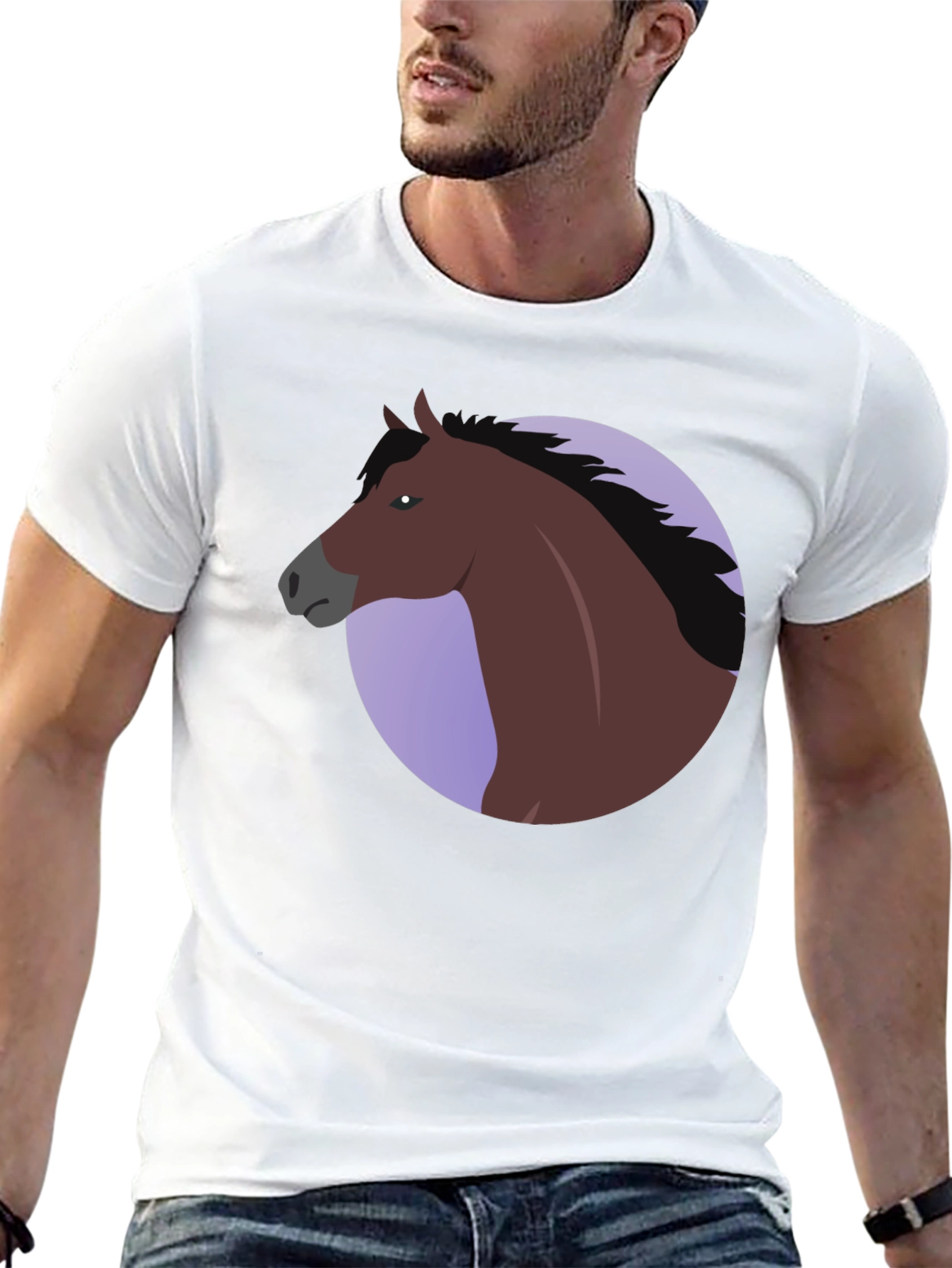 Horse Graphic T-Shirt - Black Cotton Blend