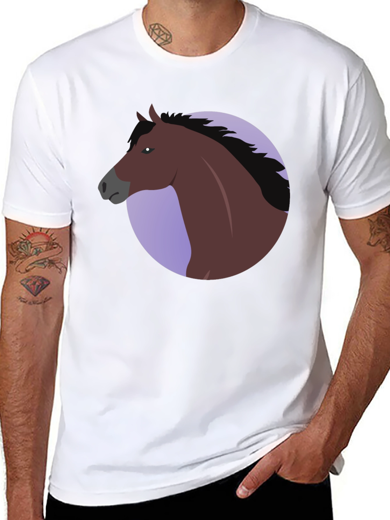 Horse Graphic T-Shirt - Black Cotton Blend
