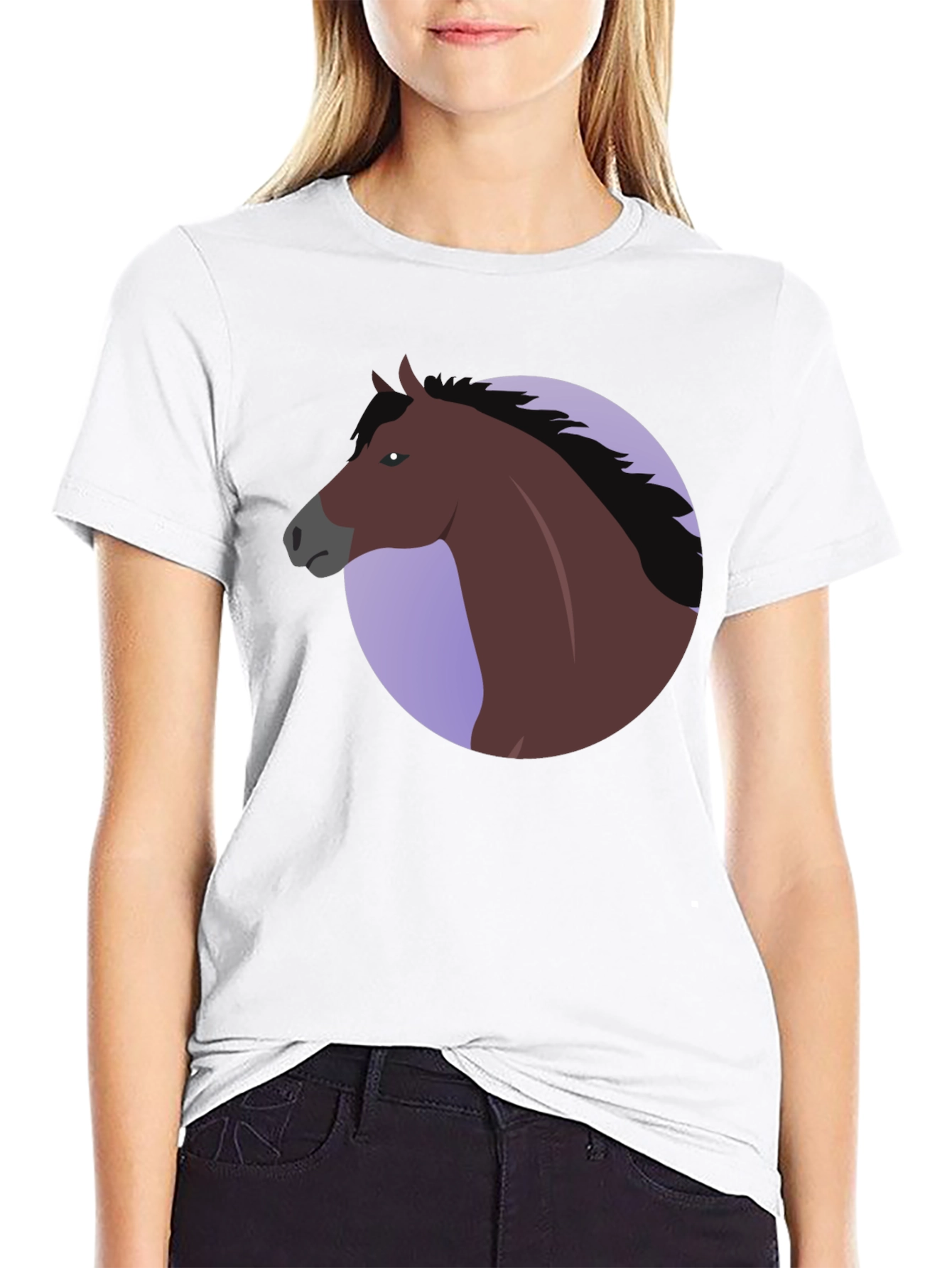 Horse Graphic T-Shirt - Black Cotton Blend