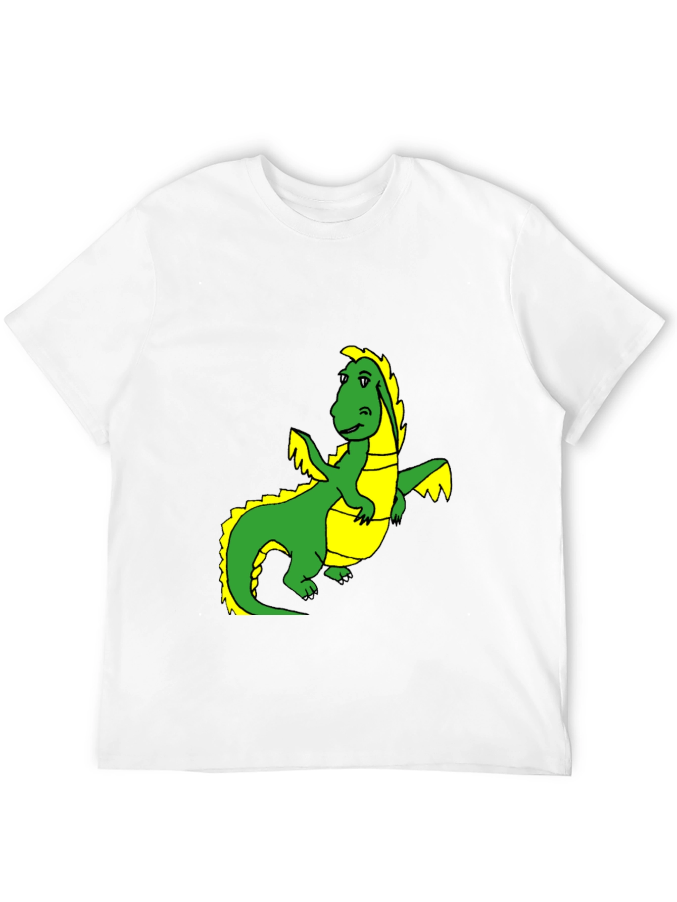 Black T-Shirt with Cartoon Dragon Graphic