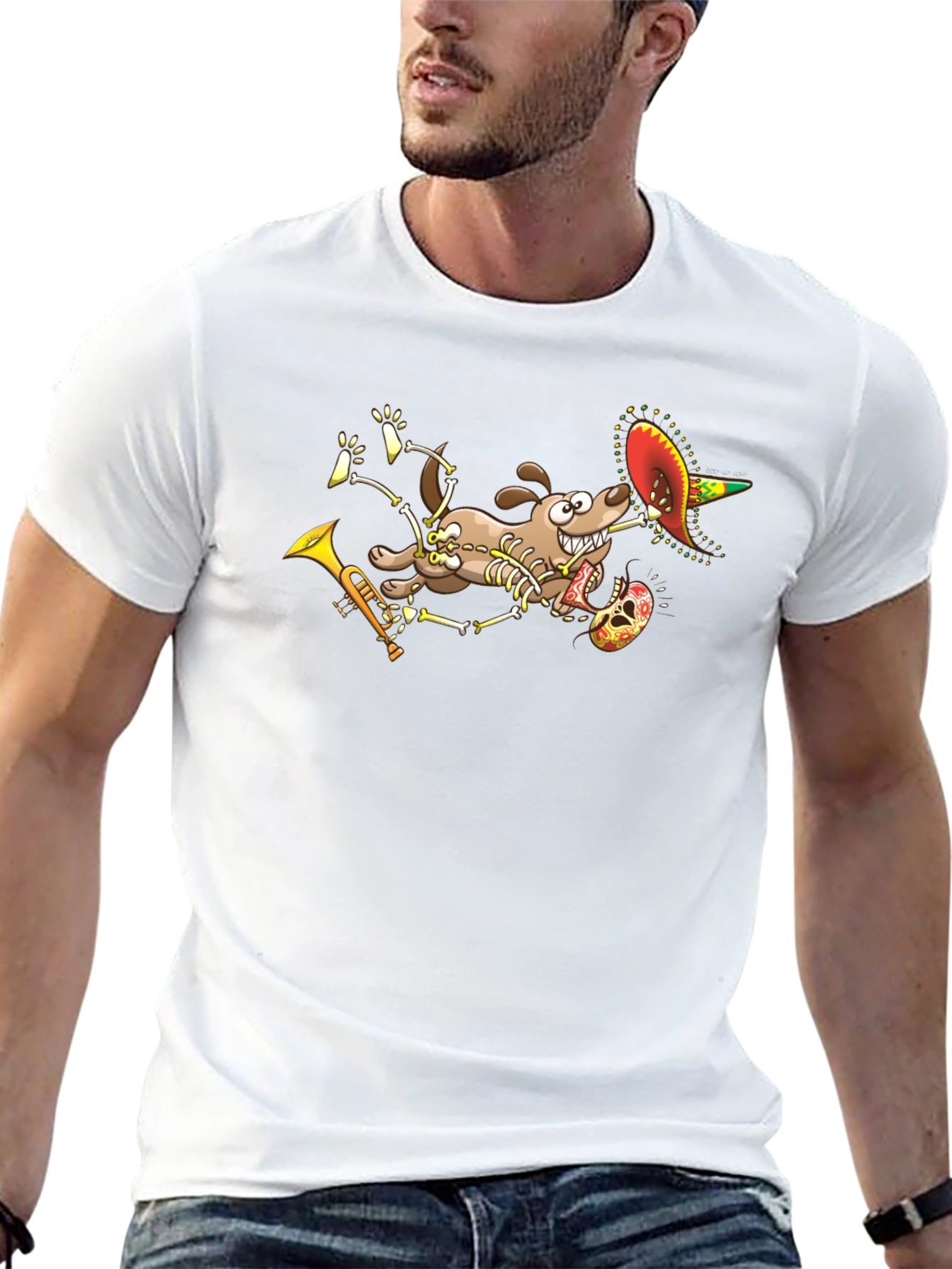 Skeleton Dog Sombrero T-Shirt
