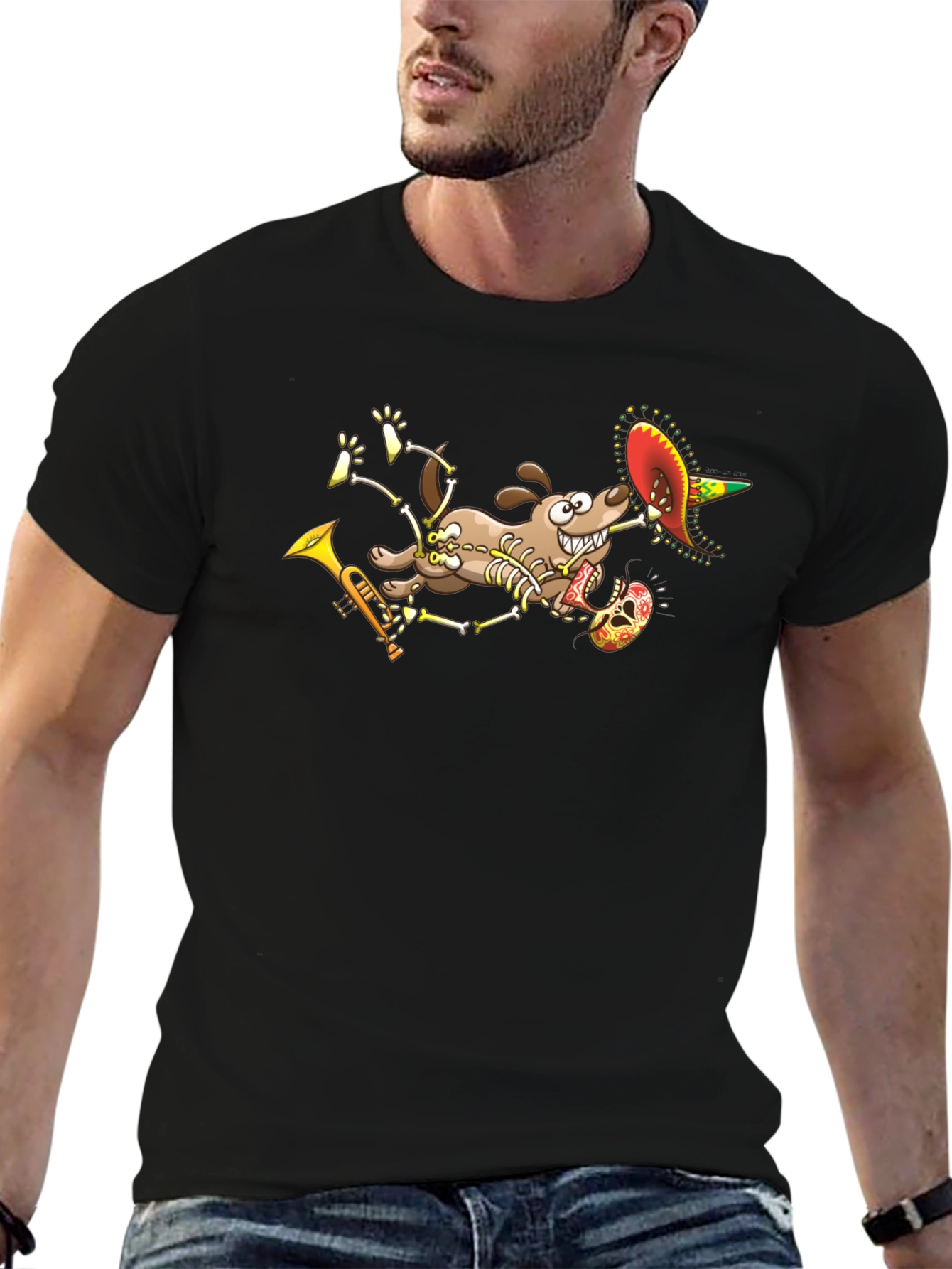 Skeleton Dog Sombrero T-Shirt