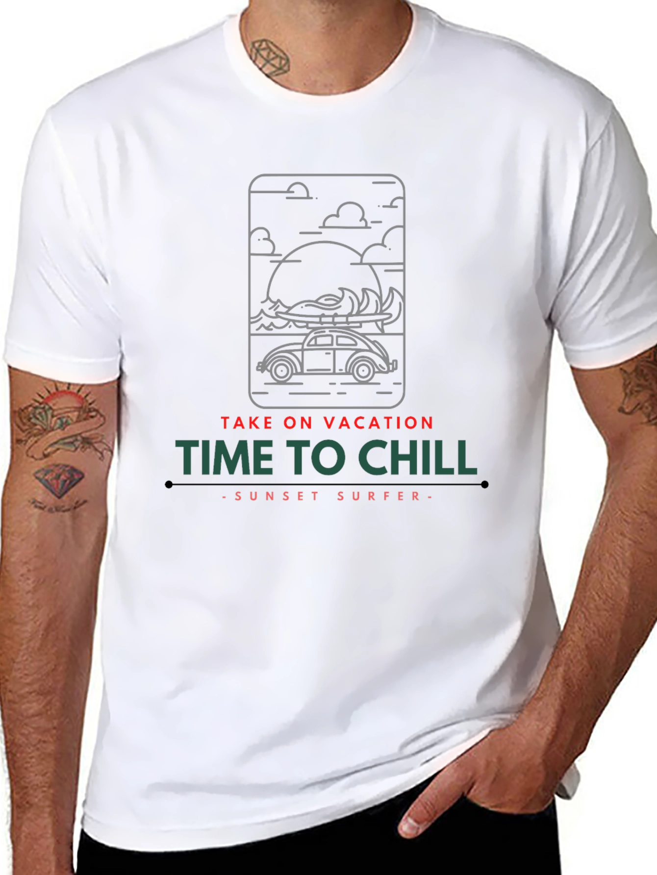 Sunset Surfer Tee - Time to Chill Vacation Shirt
