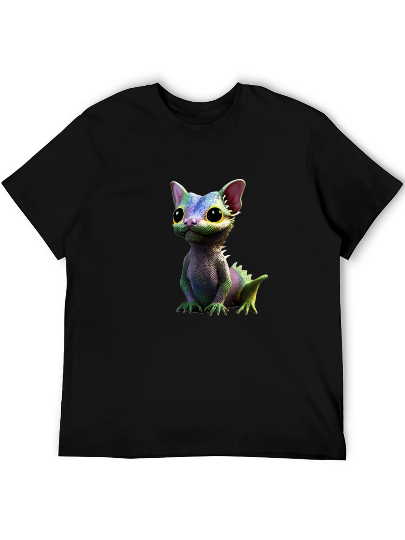 Cartoon Lizard Graphic Tee - Black T-Shirt