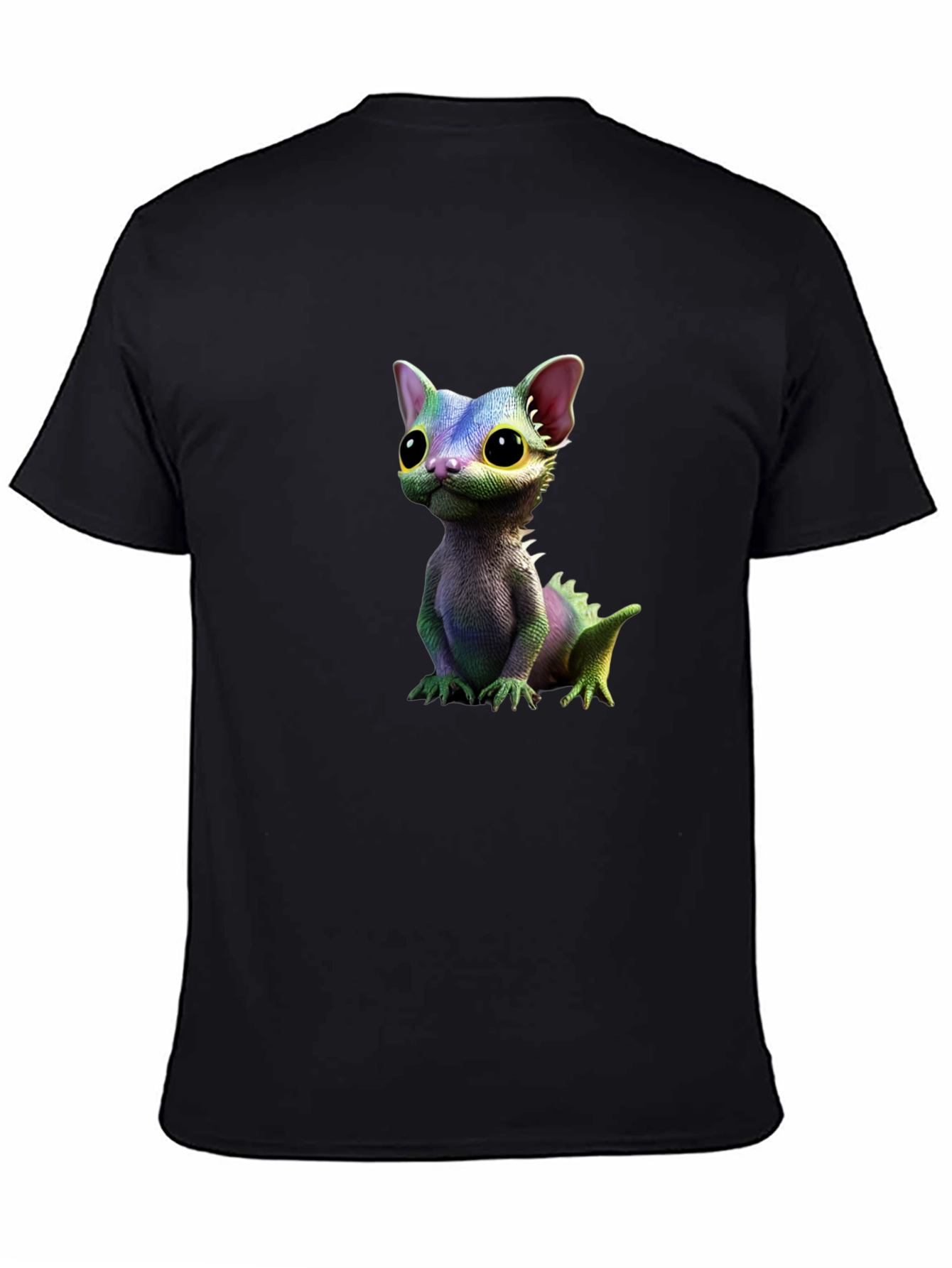 Cartoon Lizard Graphic Tee - Black T-Shirt