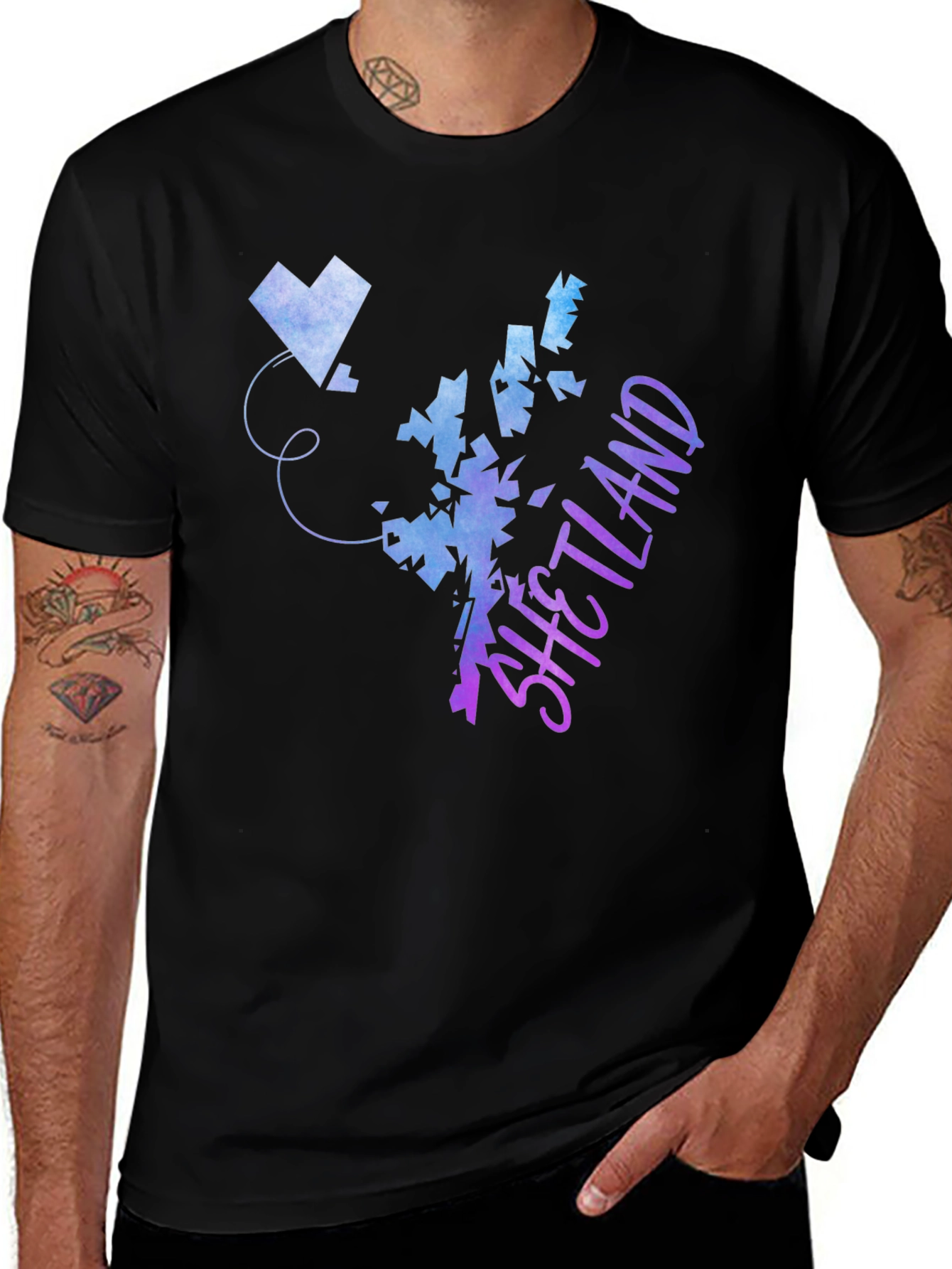 Shetland Islands Map T-Shirt - Gradient Design