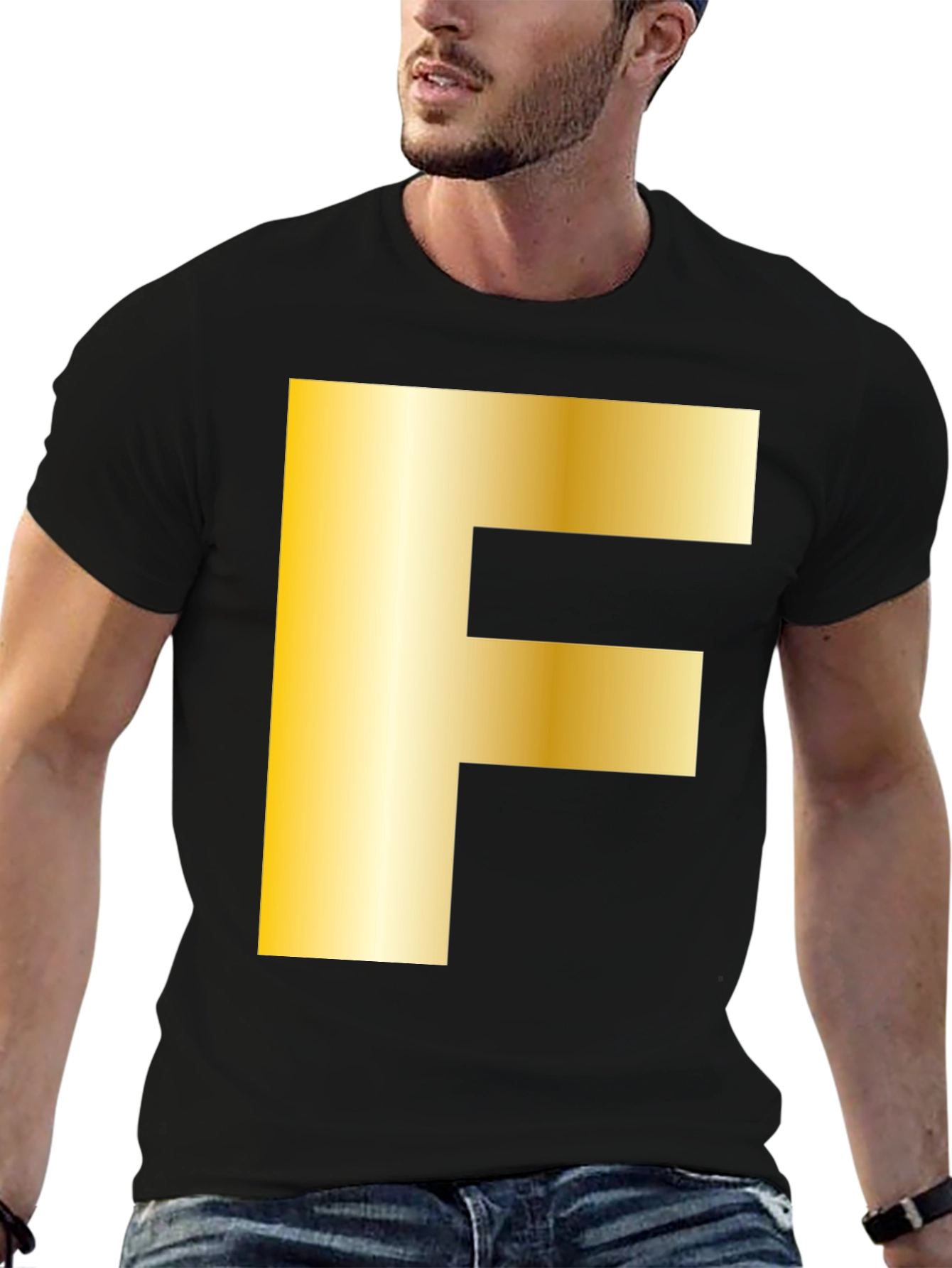 Golden F Graphic Black T-Shirt