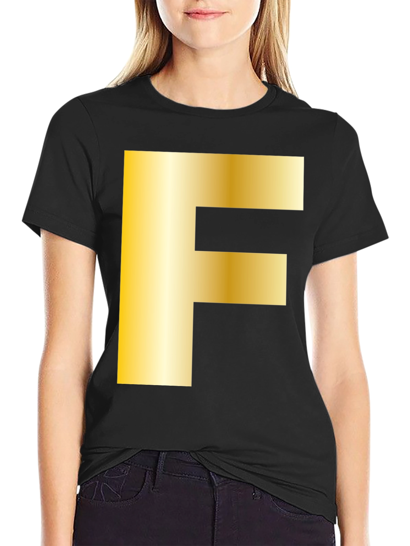 Golden F Graphic Black T-Shirt
