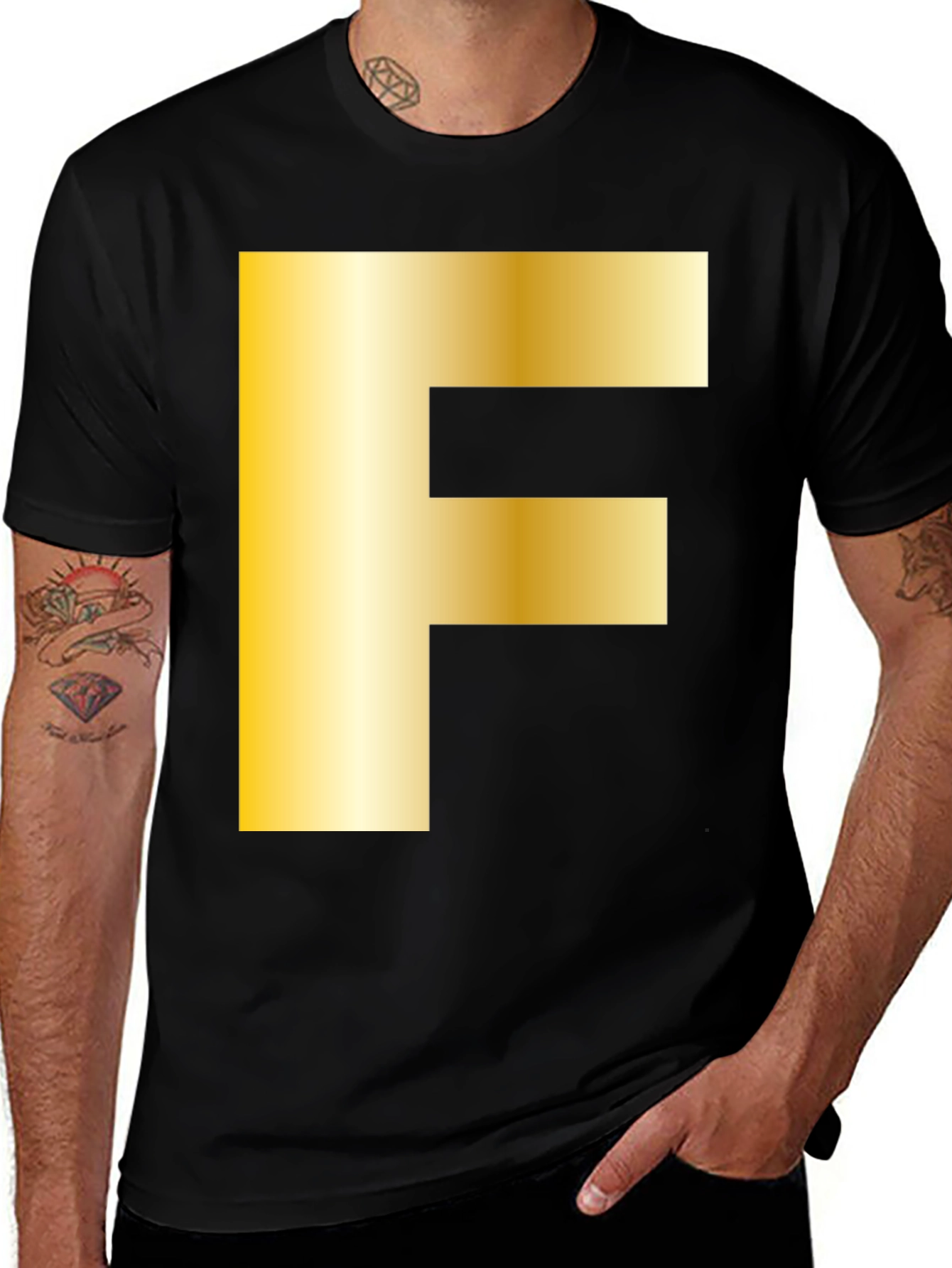 Golden F Graphic Black T-Shirt