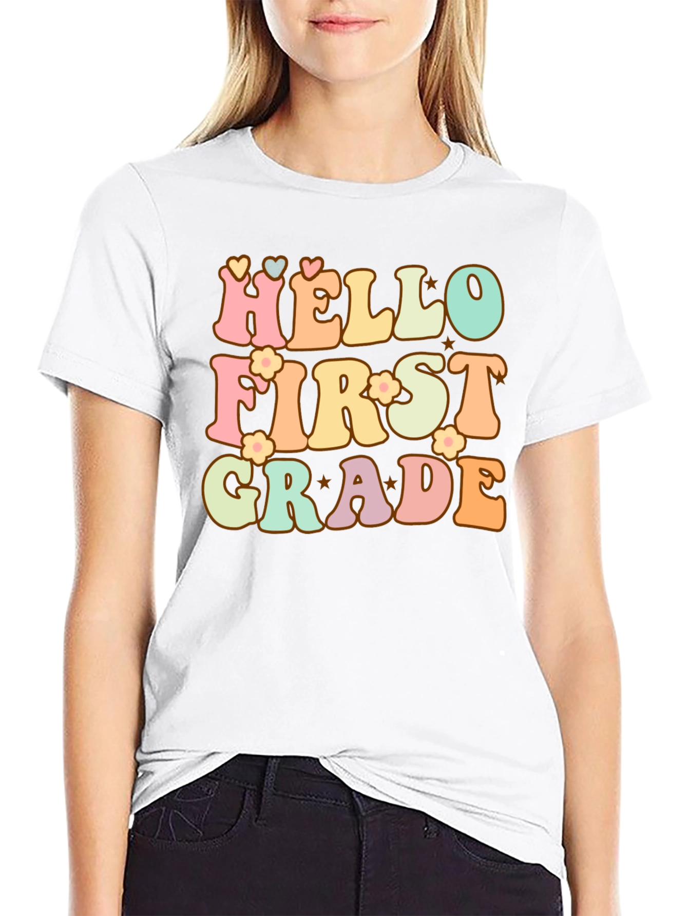 Hello First Grade Retro Graphic Tee
