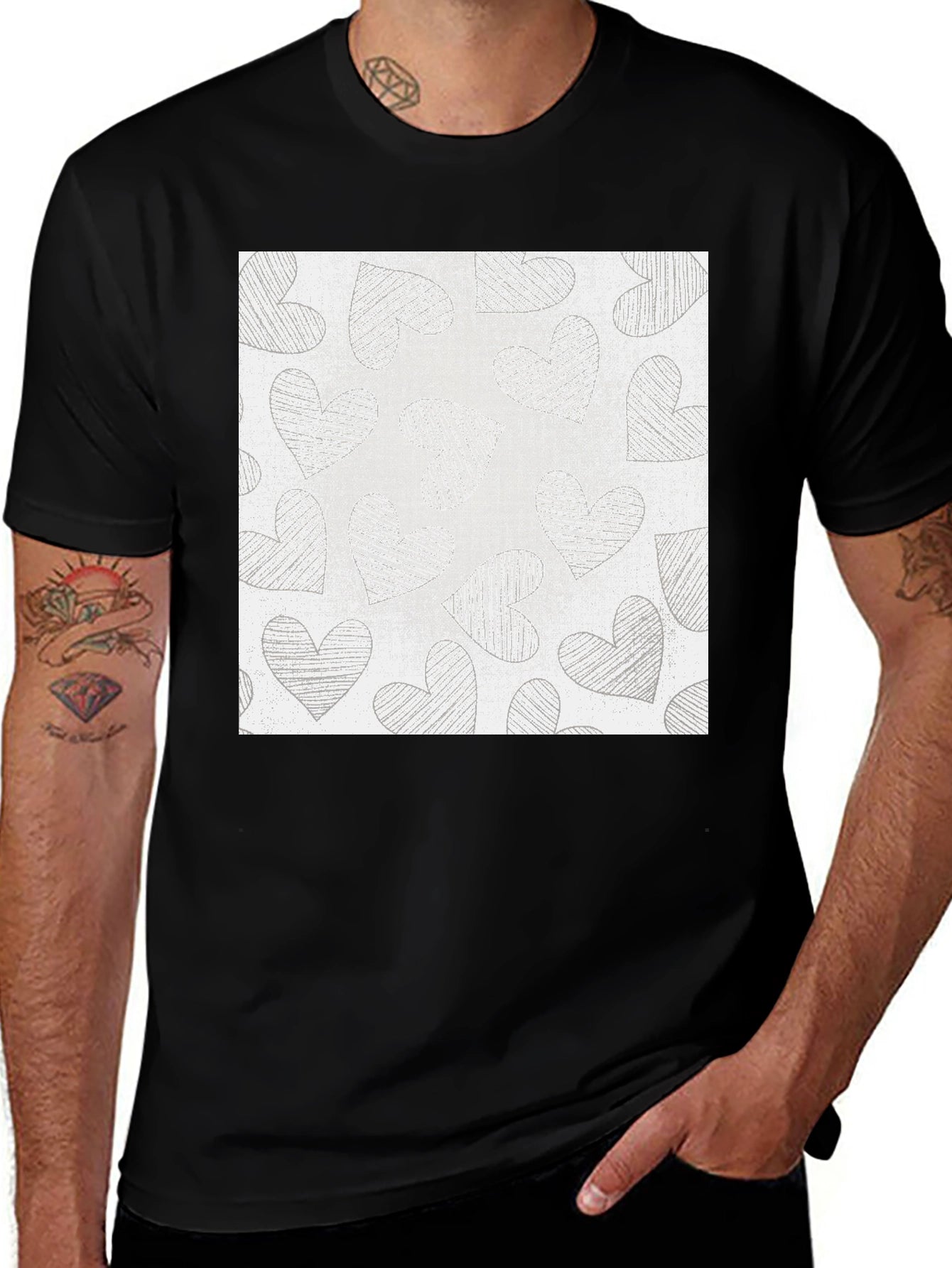 Heart Scribble Tee - Black Casual Comfort