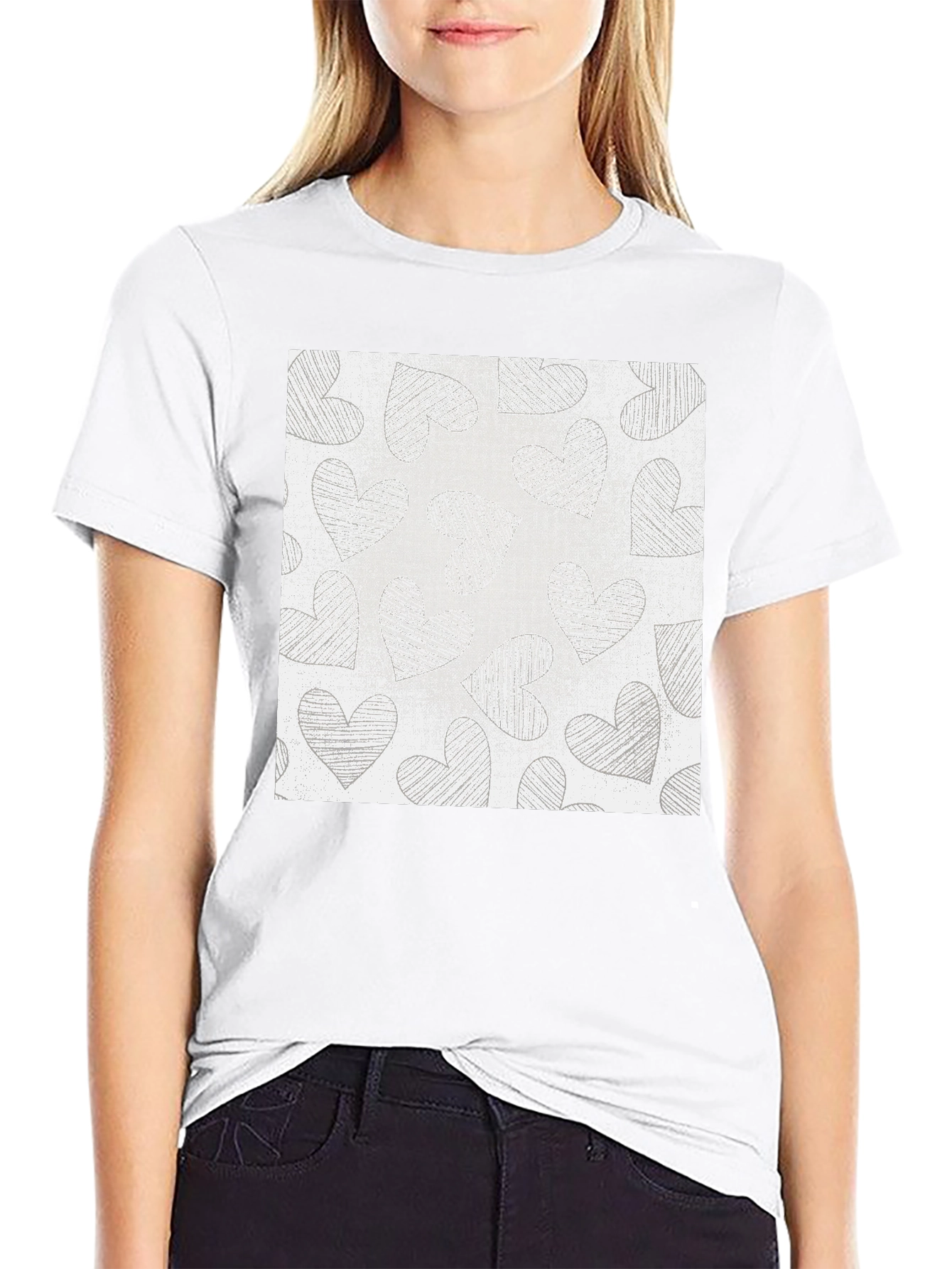 Heart Scribble Tee - Black Casual Comfort