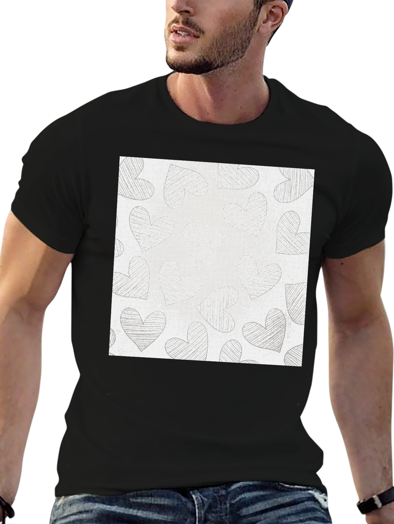 Heart Scribble Tee - Black Casual Comfort