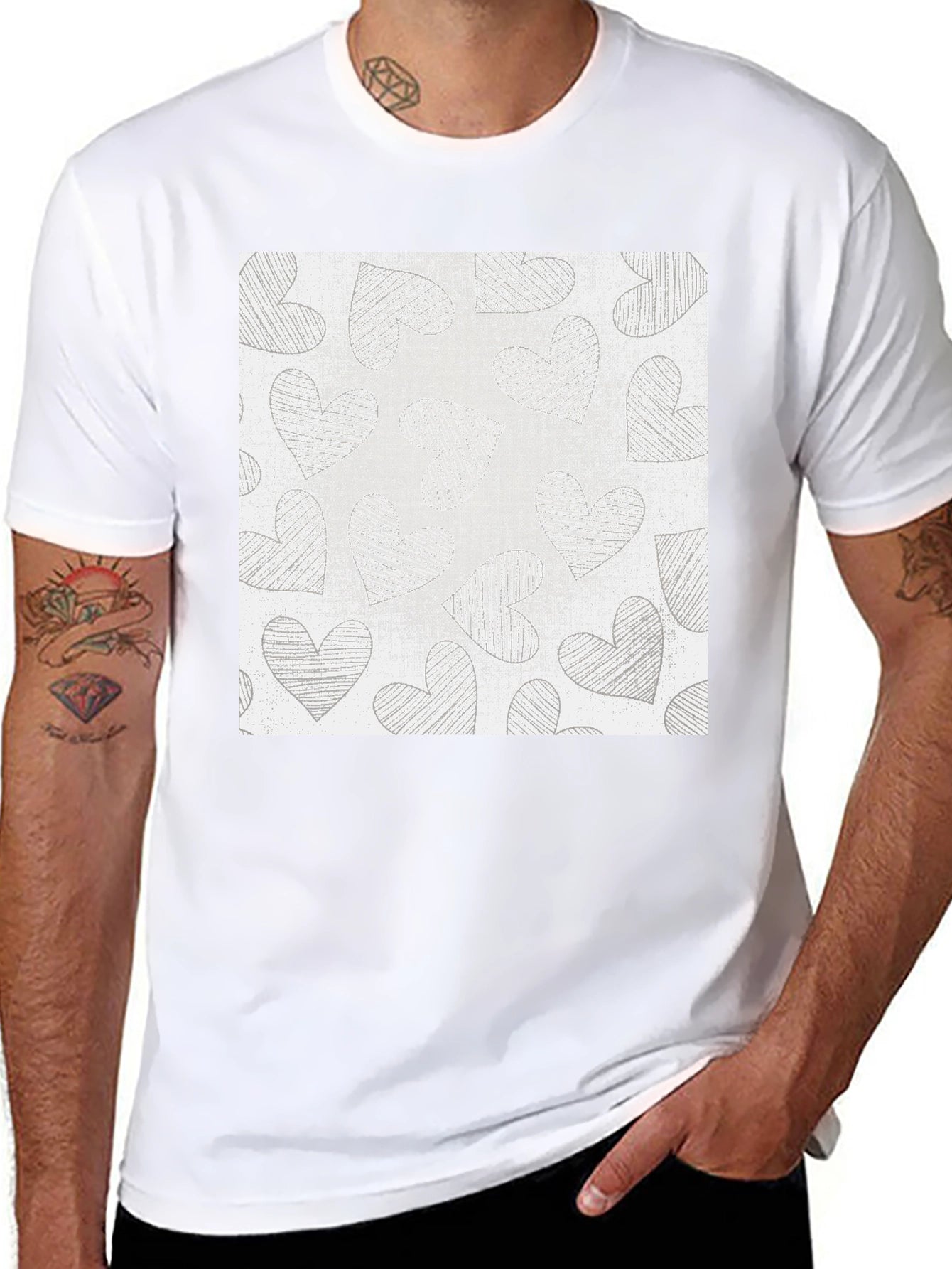 Heart Scribble Tee - Black Casual Comfort