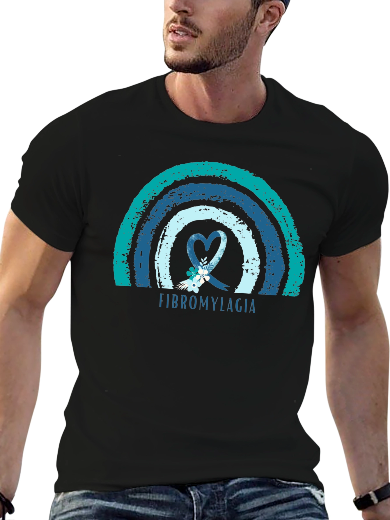Fibromyalgia Awareness Ribbon T-Shirt - Black