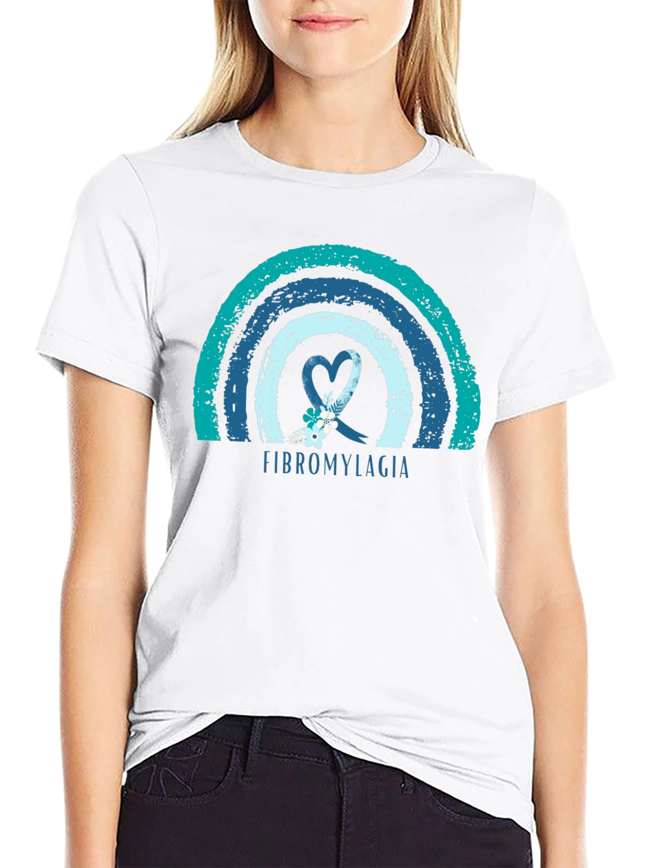 Fibromyalgia Awareness Ribbon T-Shirt - Black