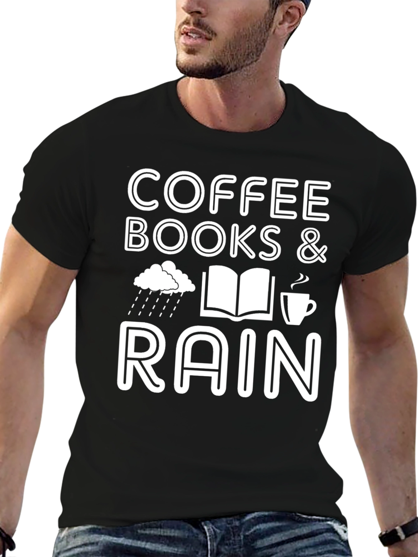 Coffee Books & Rain Graphic T-Shirt