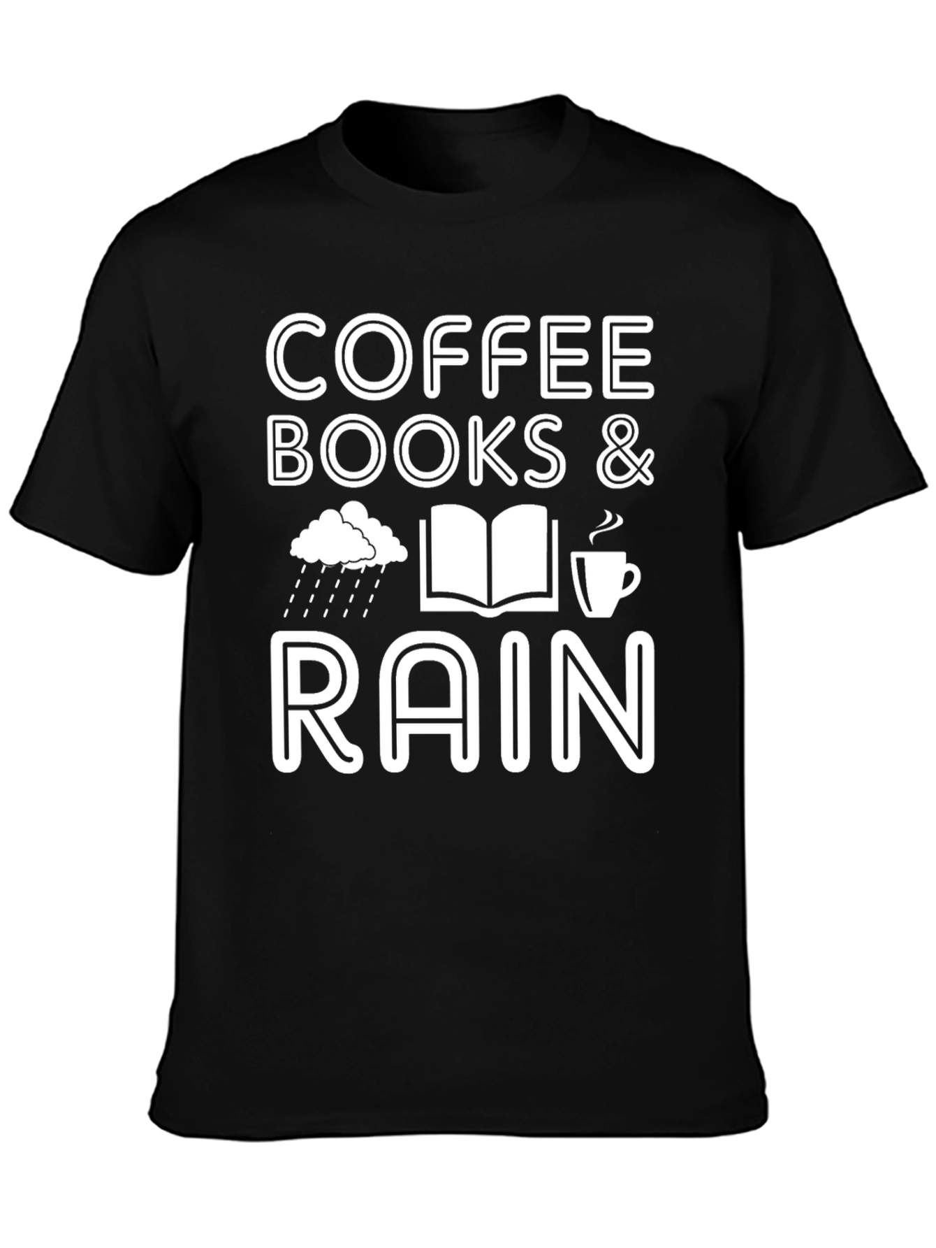 Coffee Books & Rain Graphic T-Shirt