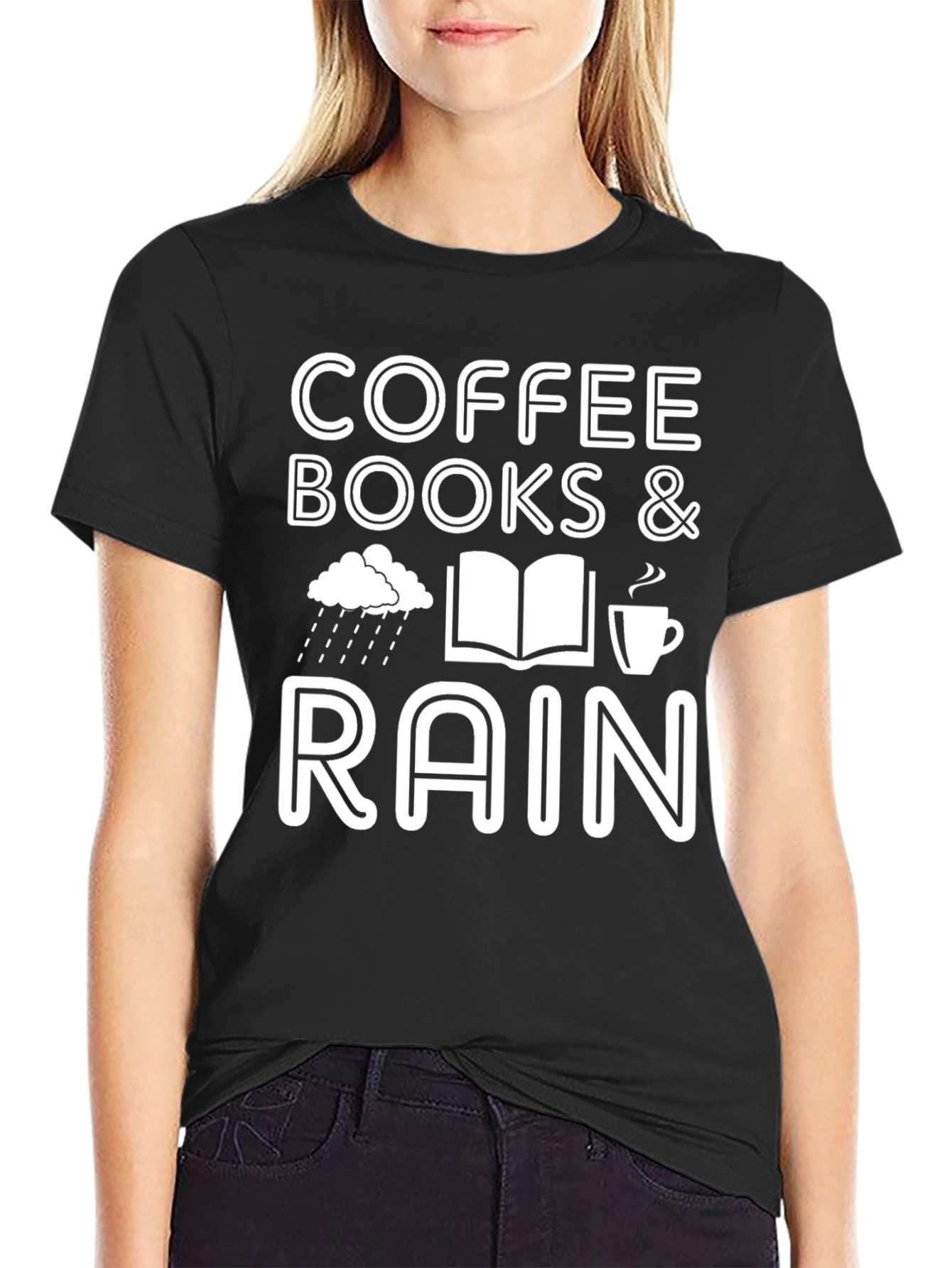 Coffee Books & Rain Graphic T-Shirt