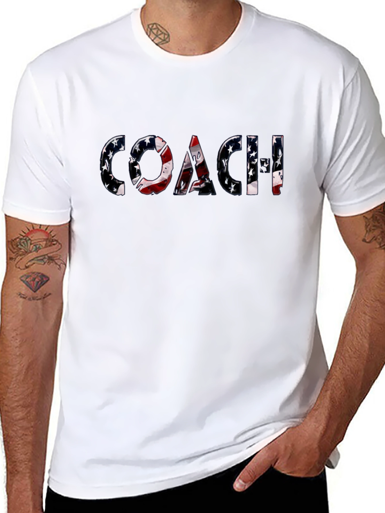 Patriotic Coach T-Shirt - American Flag Design