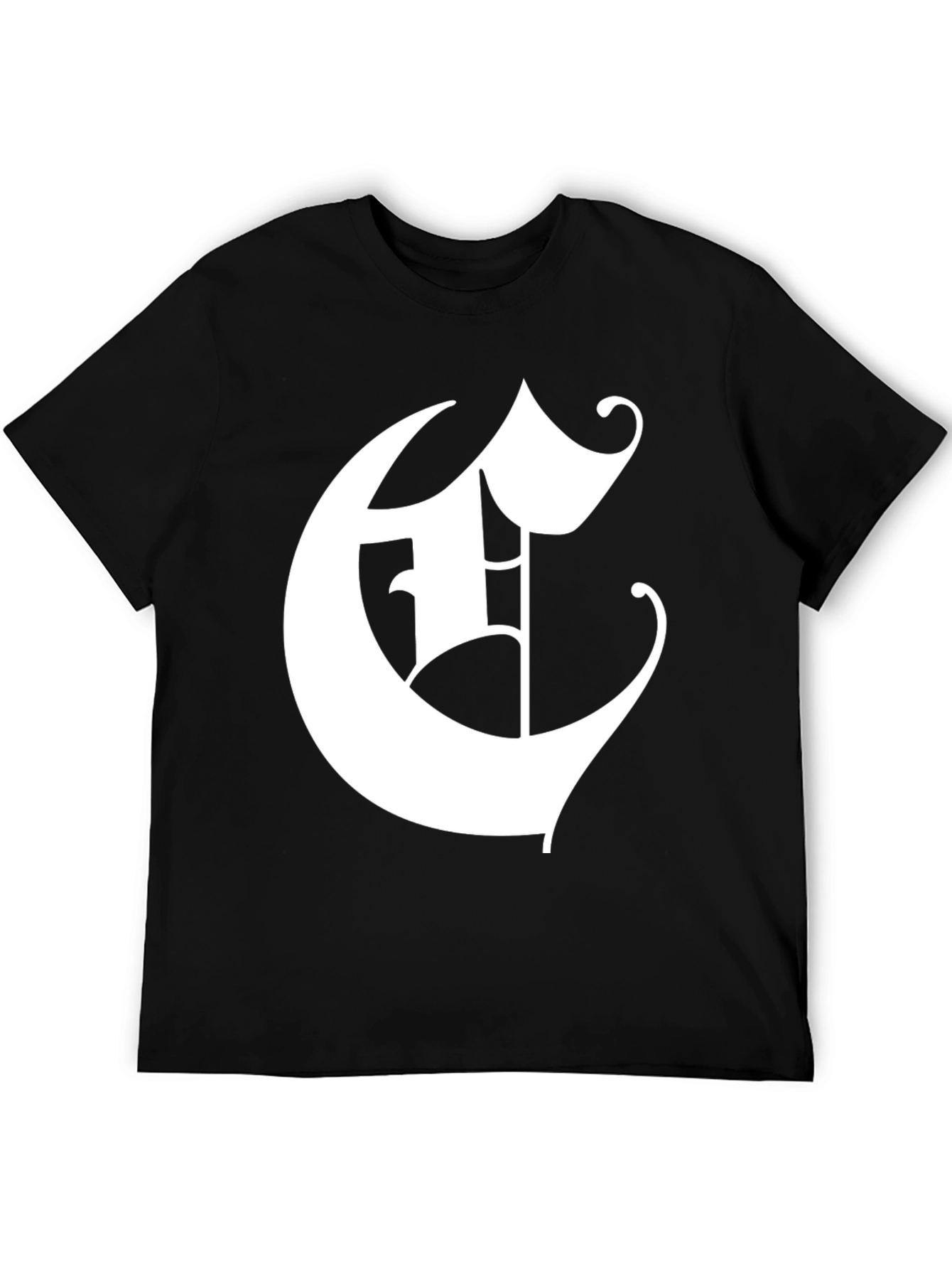 Bold Initial E Graphic Tee - Black Cotton Blend