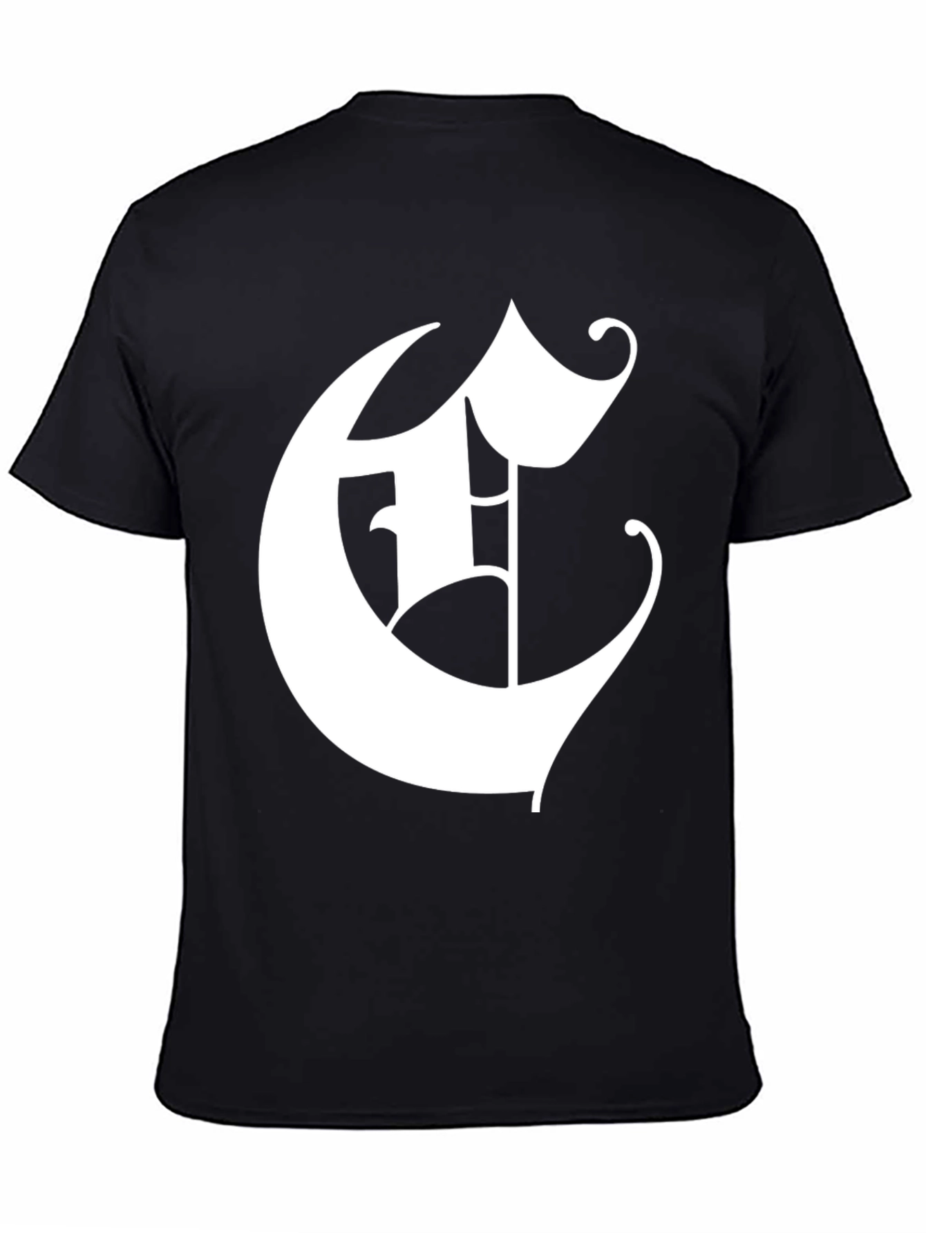 Bold Initial E Graphic Tee - Black Cotton Blend