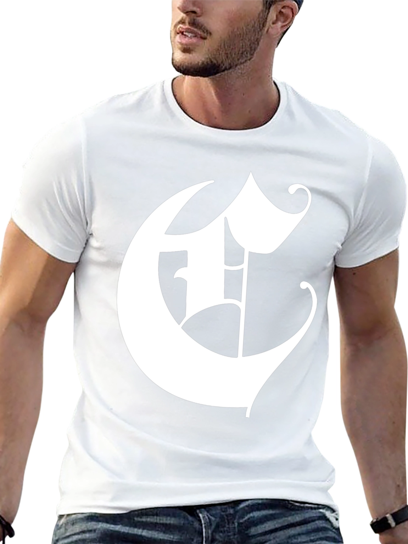 Bold Initial E Graphic Tee - Black Cotton Blend